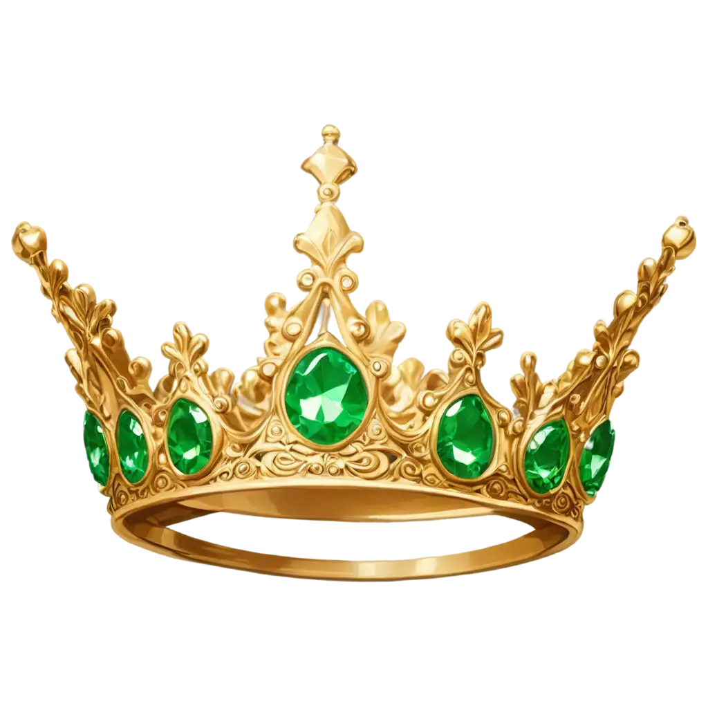 golden crown with green gems, more of a drawing