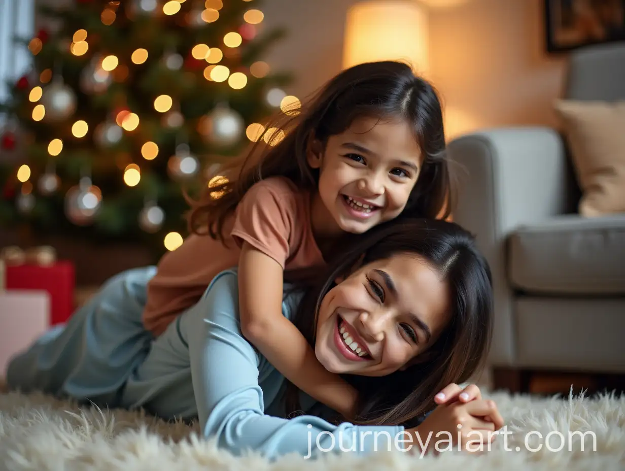 Joyful-Christmas-Moment-Mother-and-Daughter-in-a-Cozy-Home
