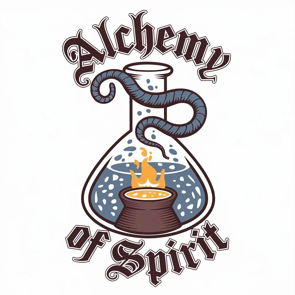 a vector logo design,with the text "Alchemy of spirit", main symbol:Alchemy,Moderate,clear background