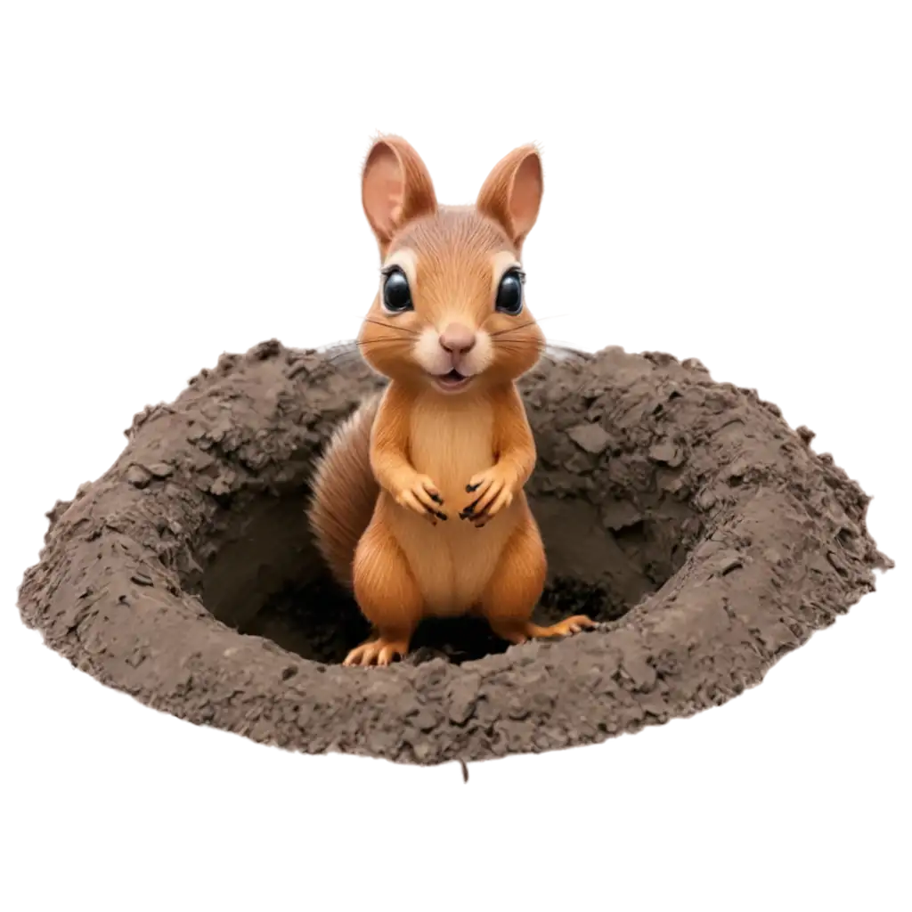 Cartoon-Squirrel-Digging-a-Hole-HighQuality-PNG-for-Creative-Use