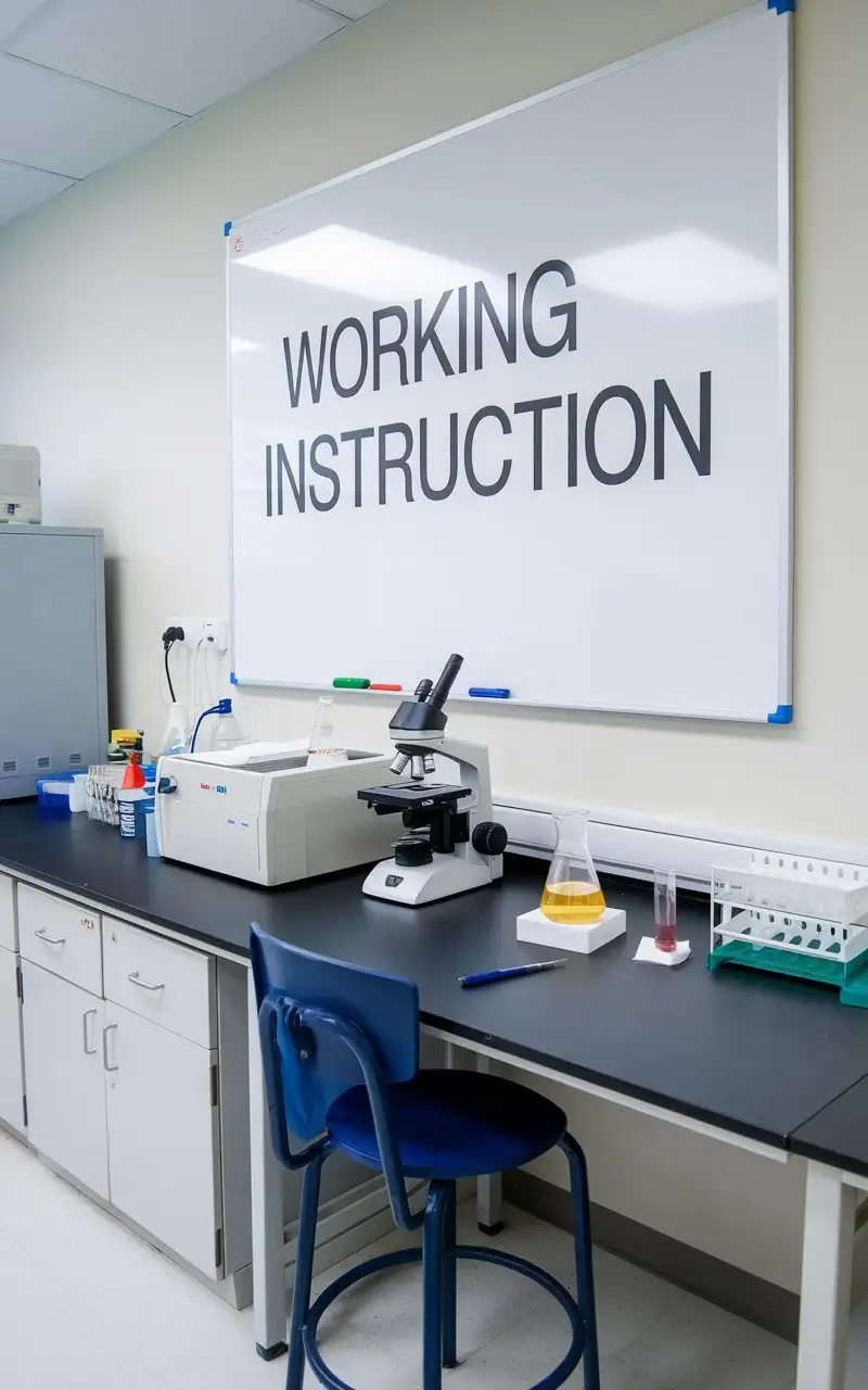 create for me an image with the text WORKING INSTRUCTION in the laboratory