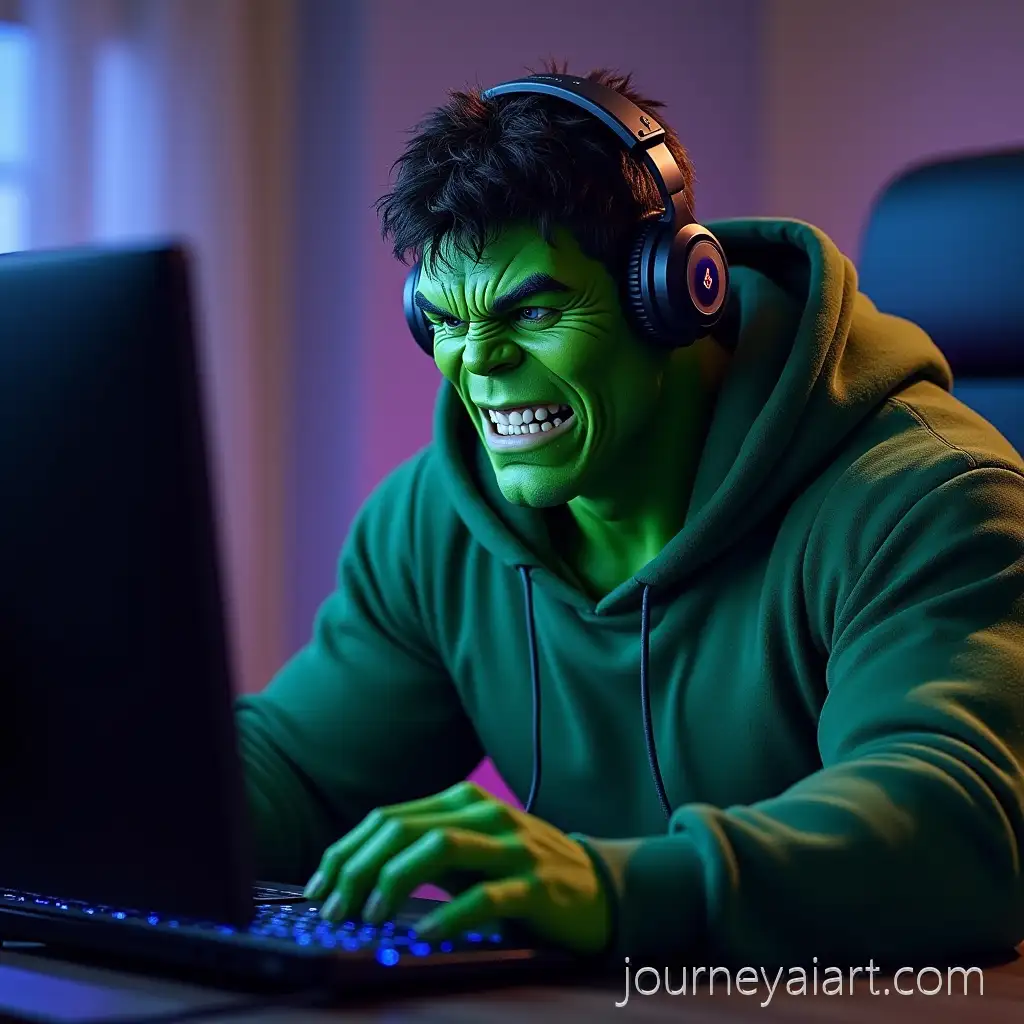 Hulk-in-Hoodie-Playing-ComputerHulk-playing-computer-with-Headphones-Marvel-Universe