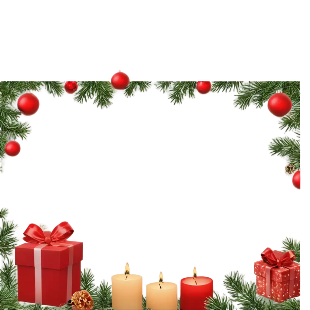 Christmas-Gift-Box-PNG-with-Pine-Candle-Frame-for-Festive-Designs