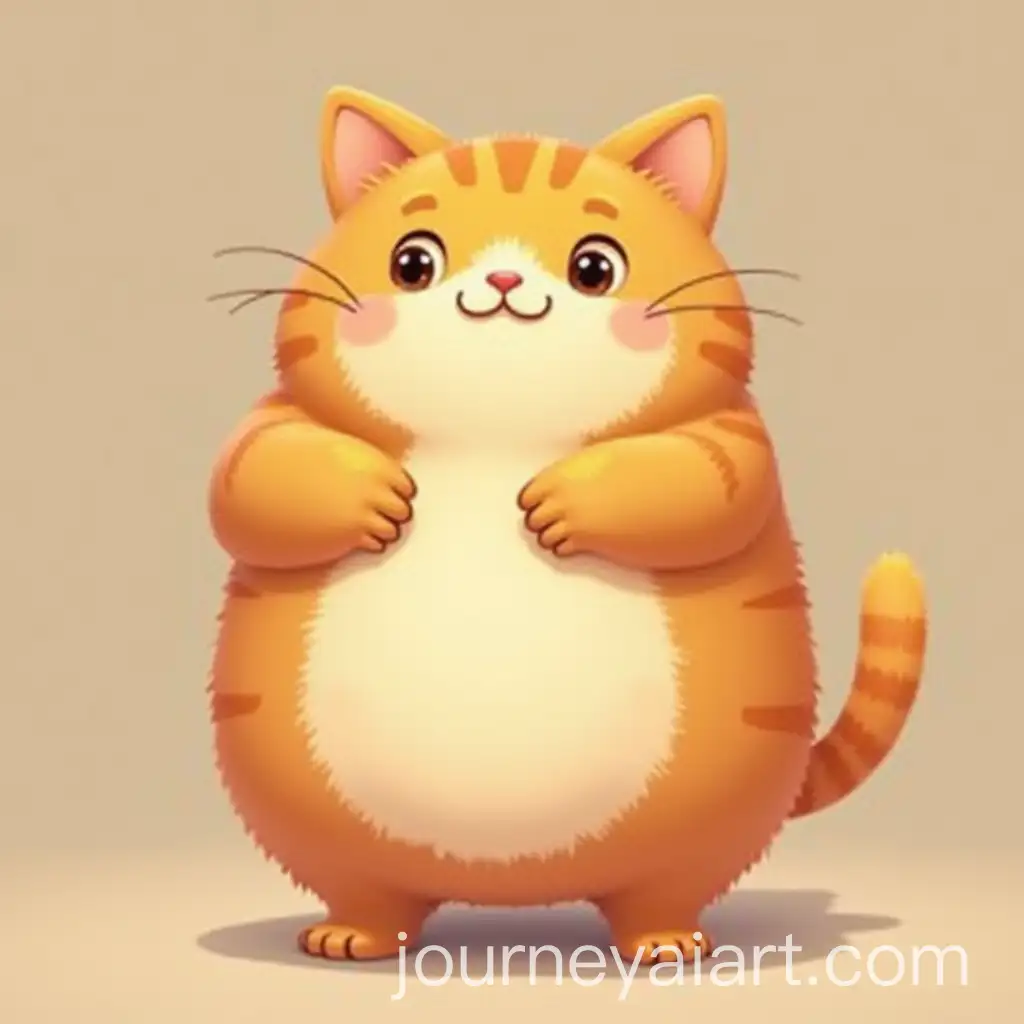 Chubby-Cartoon-Cat-with-Adorable-Round-Body-Standing-Up