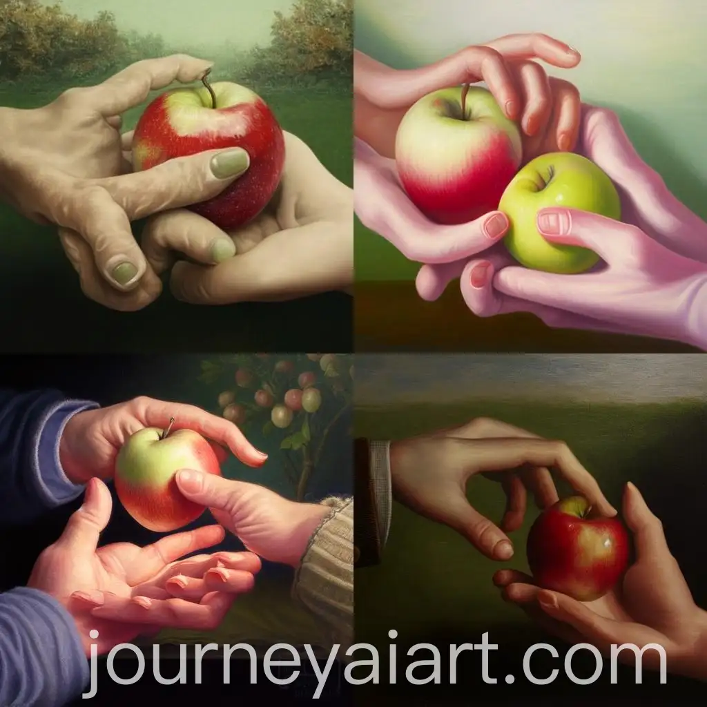 Gentle-Human-Hands-Holding-Apple-Monet-Style-Painting