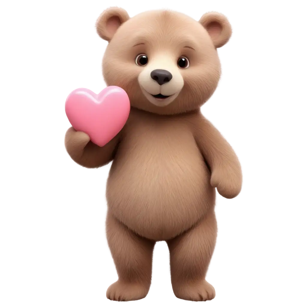 Adorable-Cute-Little-Bear-Cartoon-Holding-a-Pink-Heart-HighQuality-PNG-Image-for-Versatile-Use