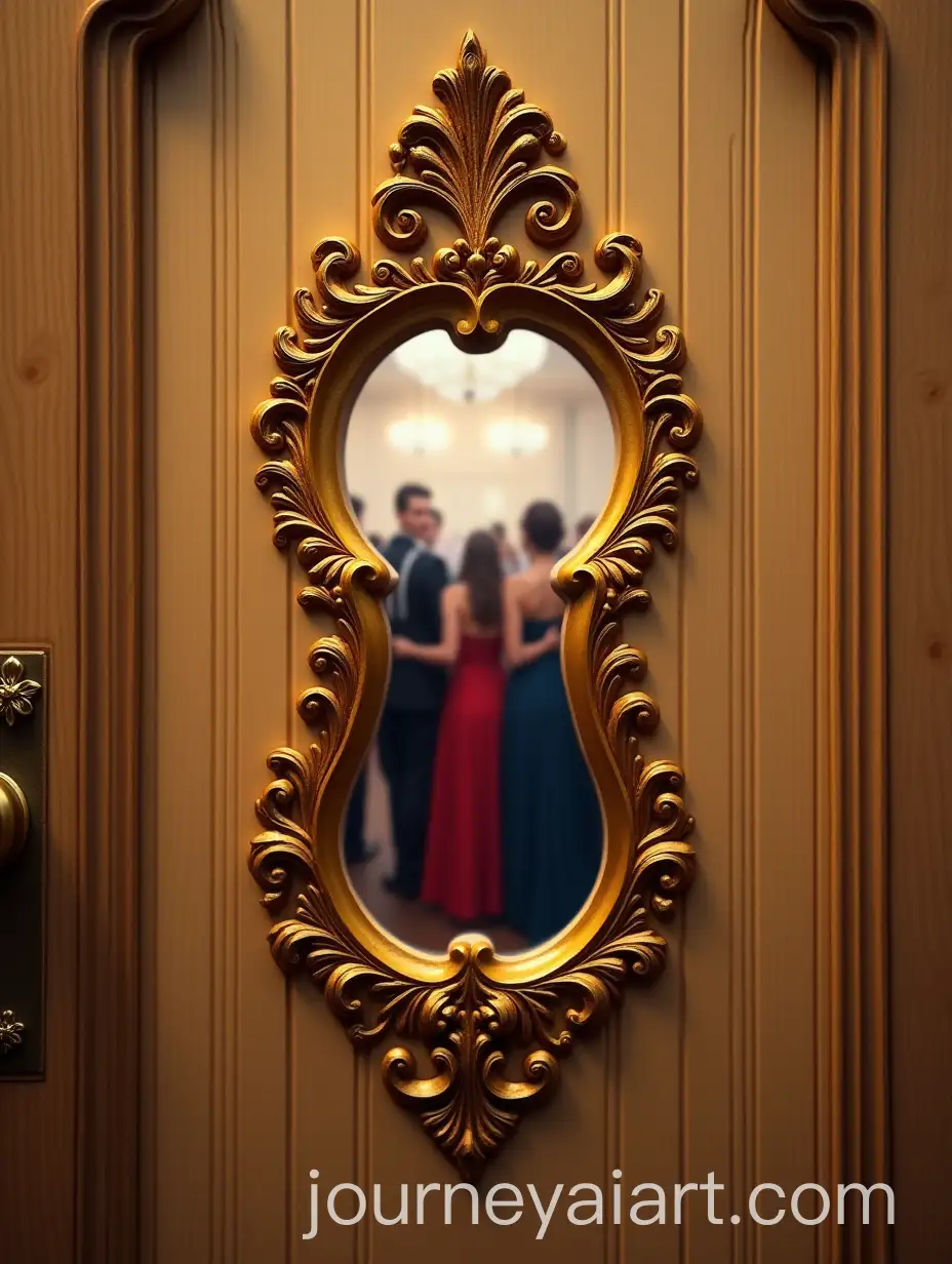 Gold-Rococo-Keyhole-on-Wooden-Door-Framing-Elegant-Ballroom-Scene