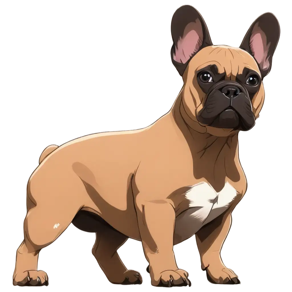 Handsome-Courageous-French-Bulldog-PNG-Image-Cartoon-Style-Portrait-of-a-Confident-Dog