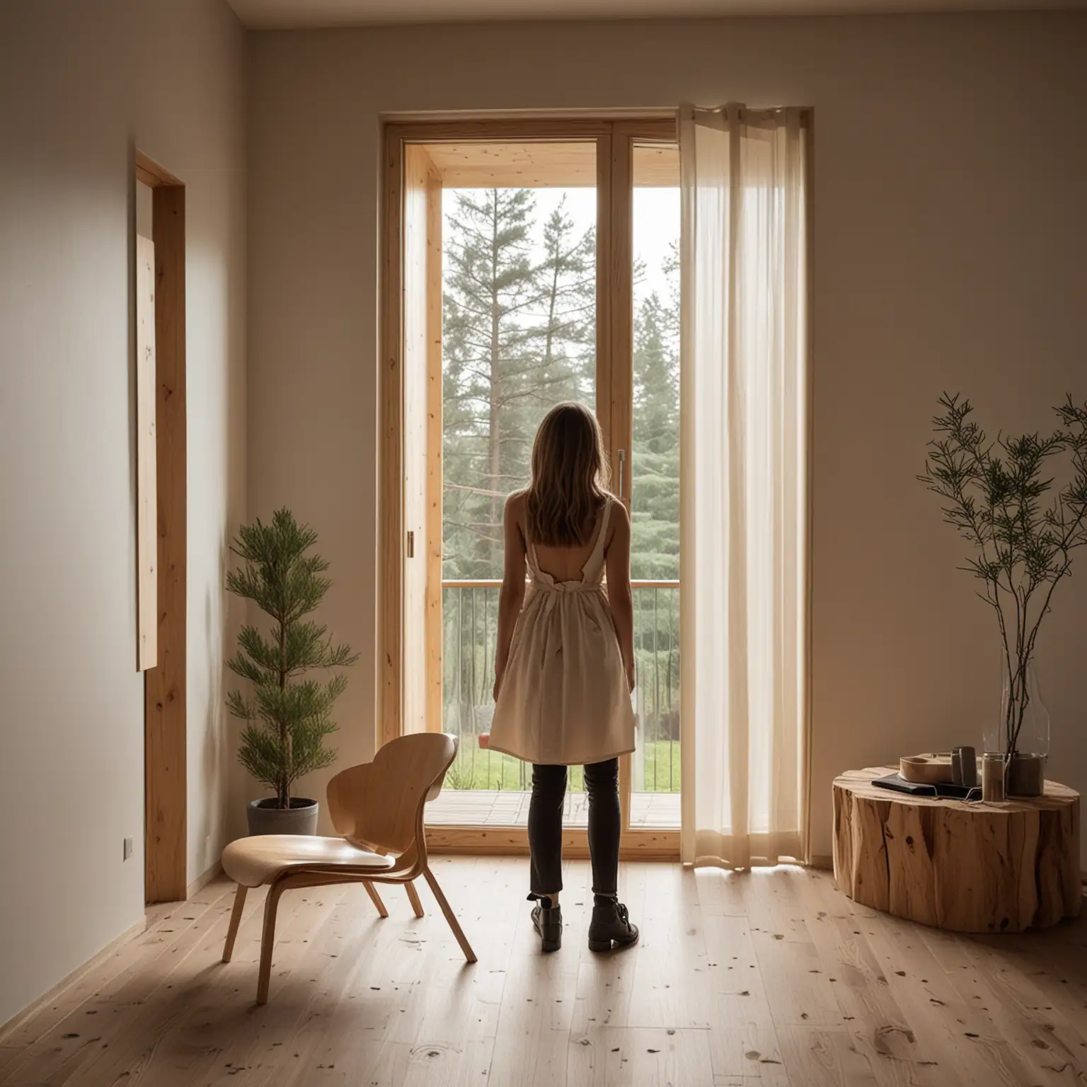 Modern-Interior-with-Pine-Wood-Laminate-and-Window-Light