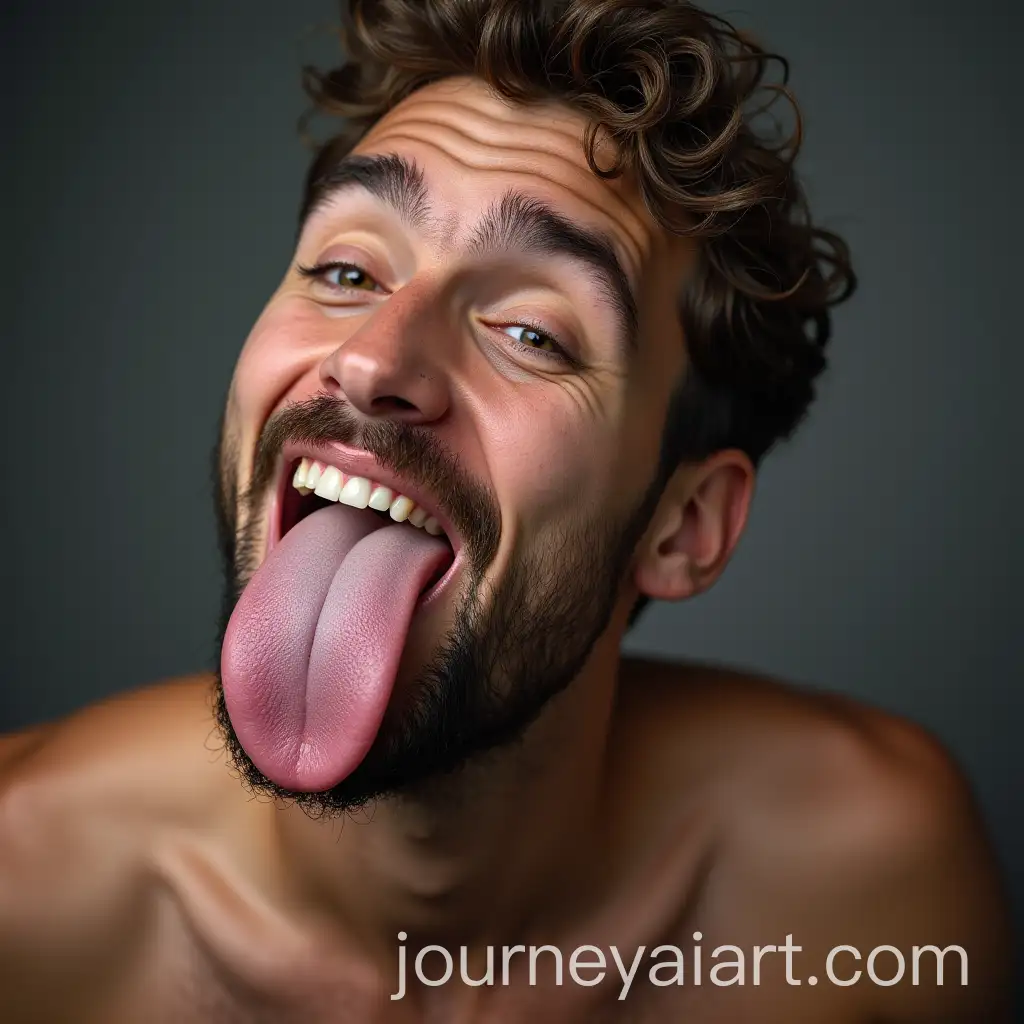 Man-Licking-Softly-with-His-Tongue-Out-in-a-CloseUp-Portrait