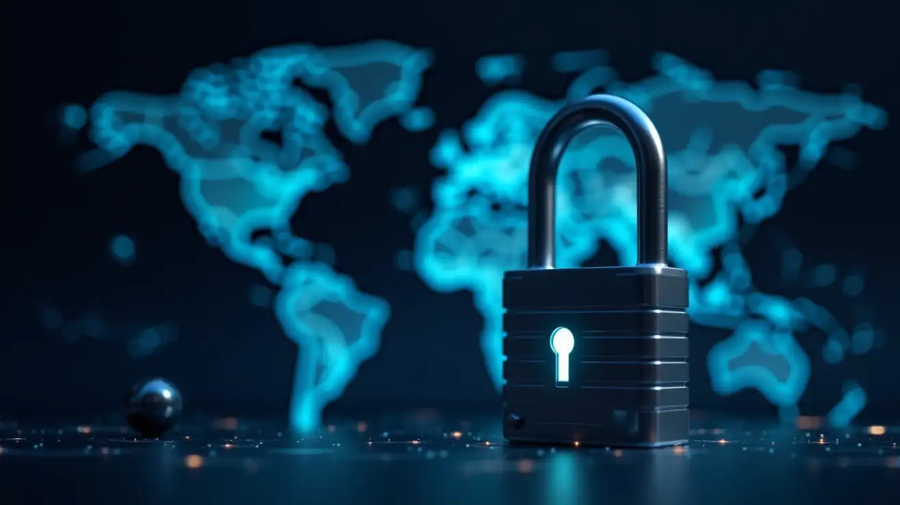 Futuristic-Global-Cybersecurity-with-Metallic-Padlock-and-Digital-Map