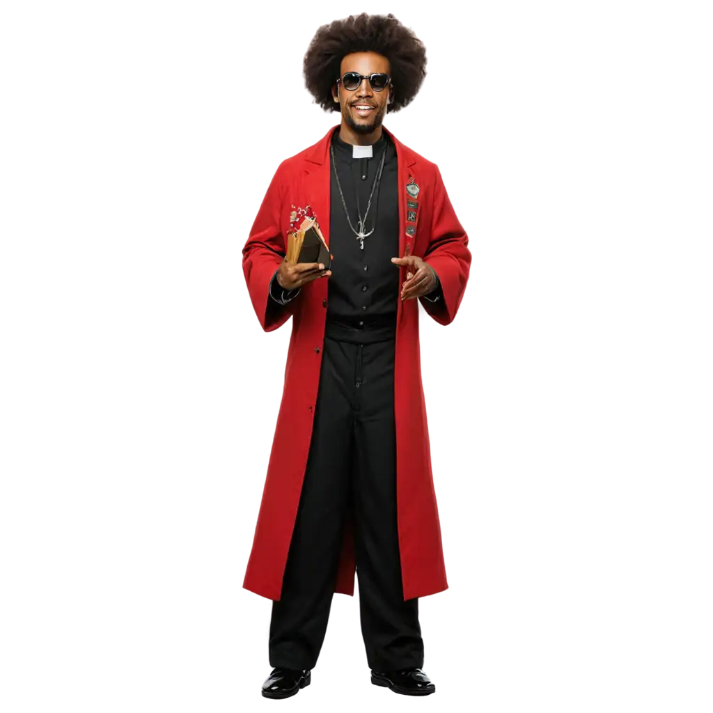 Full-Body-Comic-Book-Style-PNG-of-a-Black-Priest-in-Red-Attire-Mid-40s-Afro