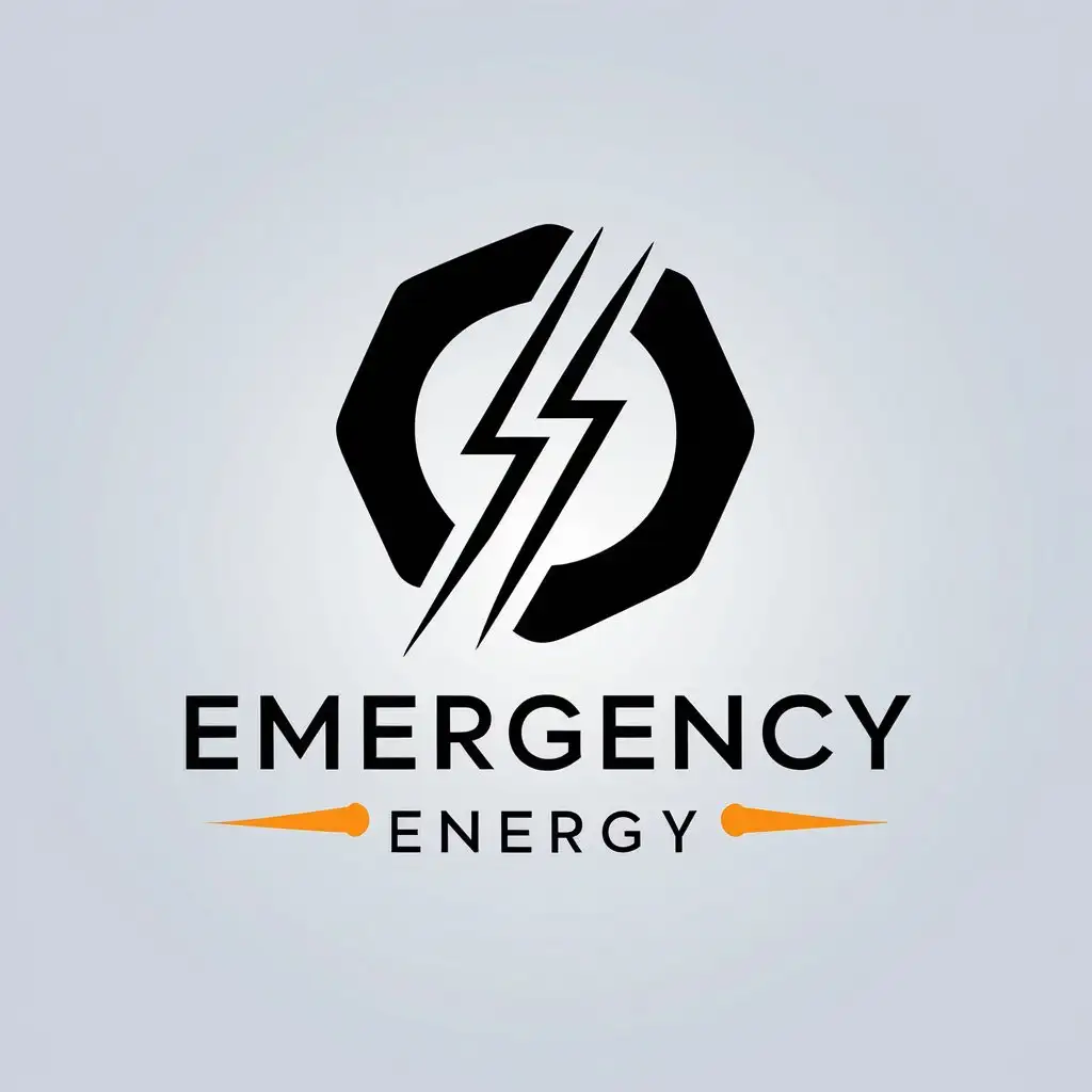 a vector logo design,with the text "emergency energy", main symbol:lightning, rescue,Minimalistic,be used in Automotive industry,clear background