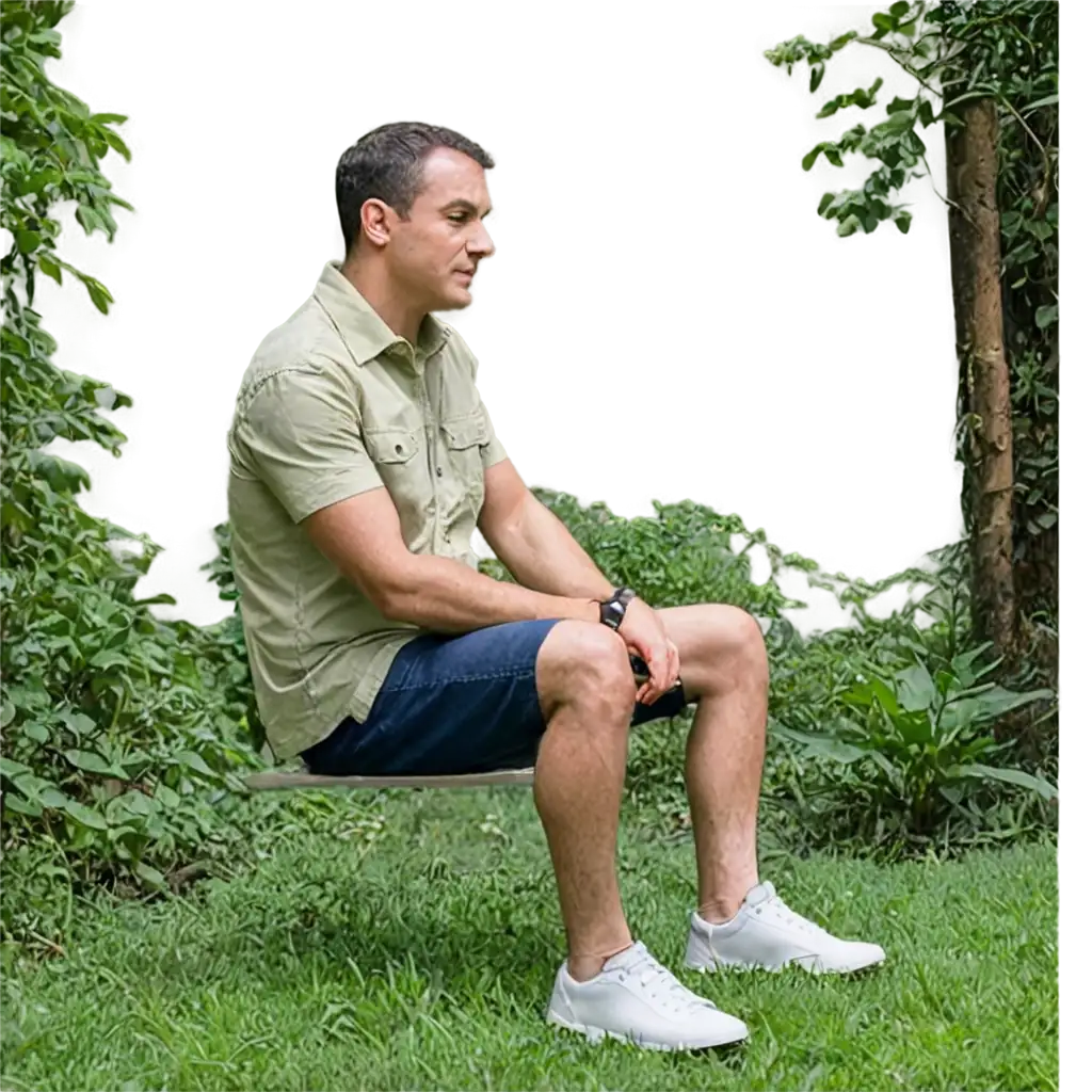 Man-Sitting-in-Jungle-PNG-HighQuality-Image-for-Versatile-Applications