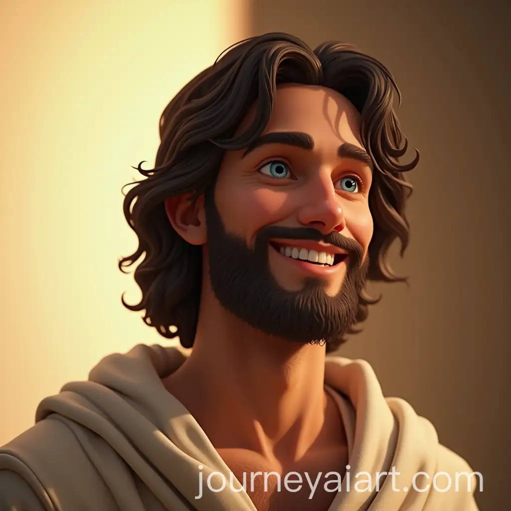 CloseUp-of-a-Handsome-Jesus-with-Light-Blue-Eyes-in-a-Warm-Sunlit-Background