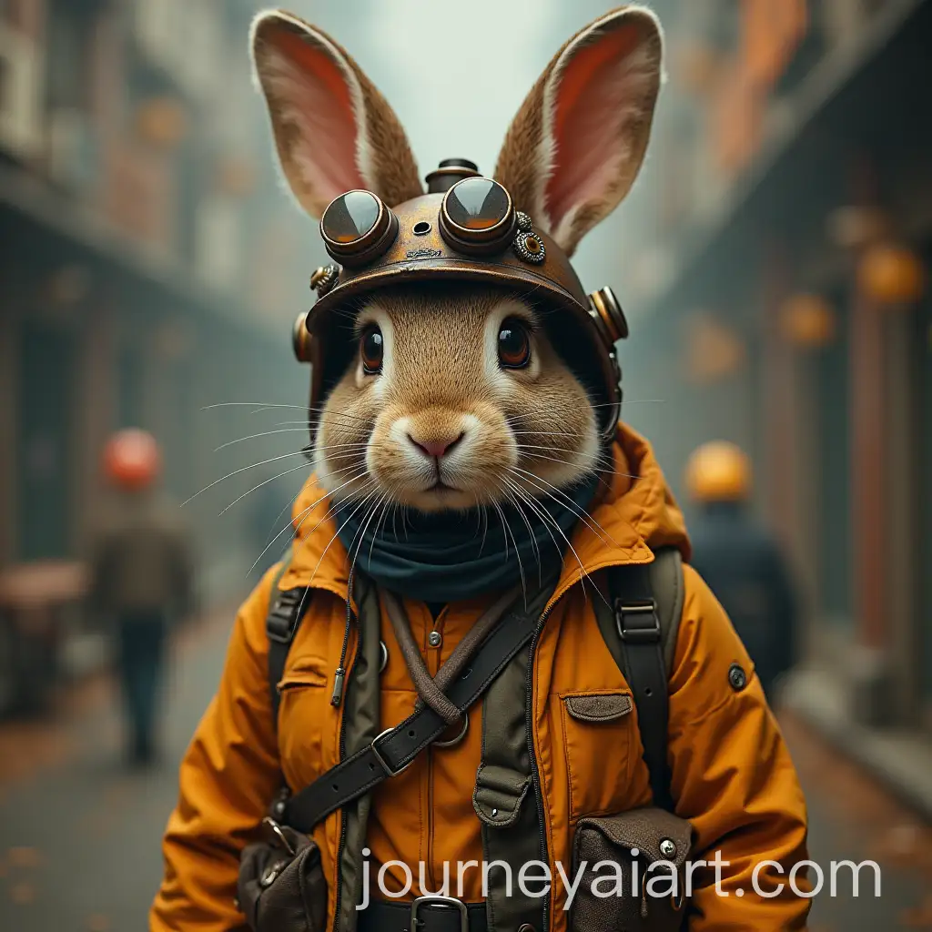 Steampunk-Anthropomorphic-Rabbit-Engineer-in-Vintage-Outfit
