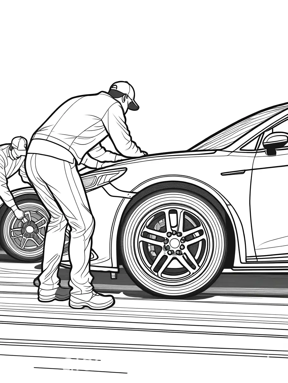 Car-Pit-Stop-Tire-Change-Coloring-Page