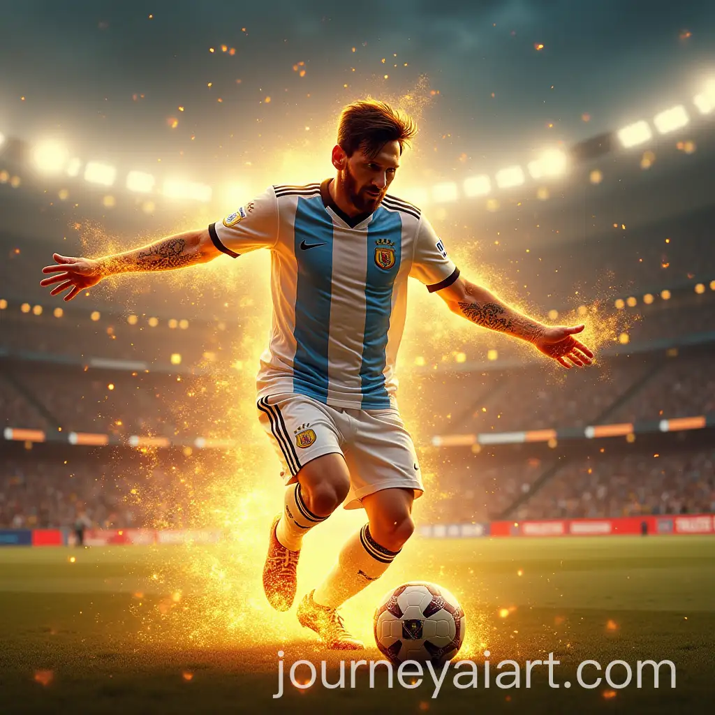 Lionel-Messi-Celebrating-Chalaca-Goal-in-Argentine-Uniform-at-Bombonera