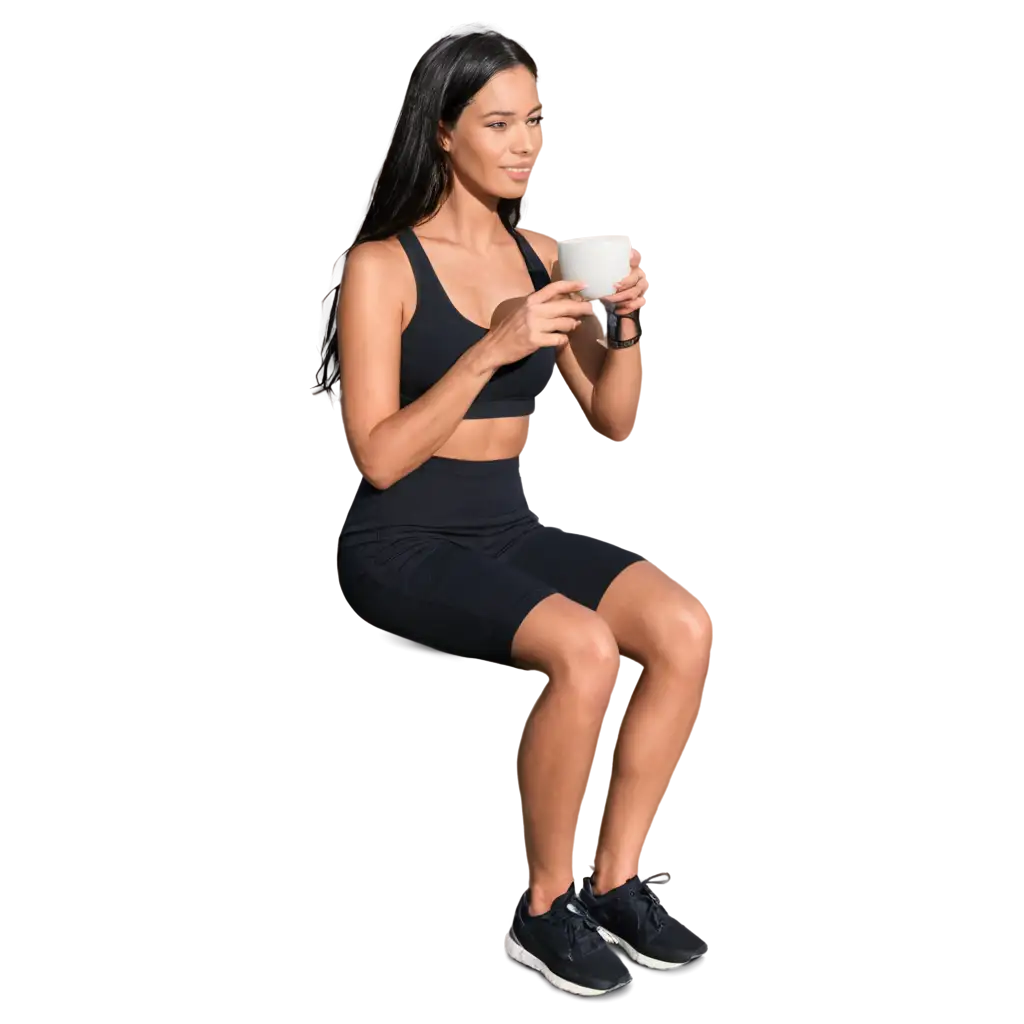 Fit-Lady-Enjoying-Coffee-PNG-Capturing-Wellness-and-Serenity-in-High-Quality