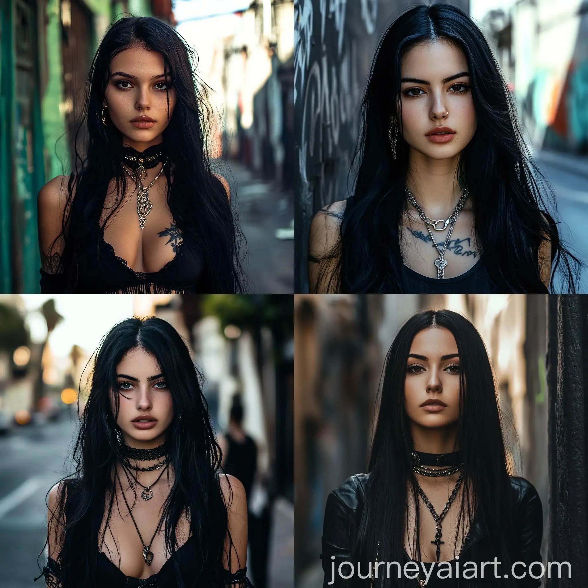 Edgy-Young-Woman-with-Long-Black-Hair-and-Jewelry-in-Urban-Street-Style