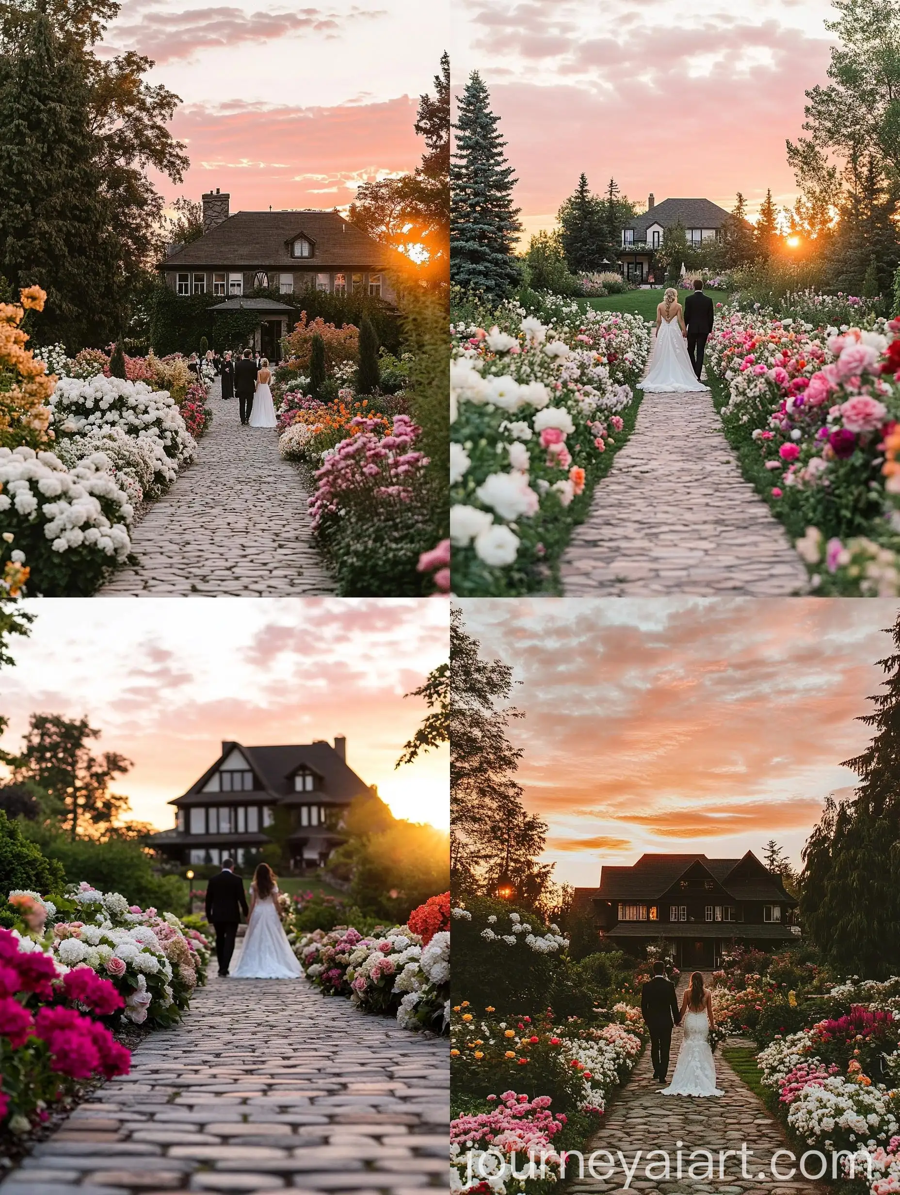 Romantic-Wedding-Aisle-with-Sunset-and-Floral-Pathway