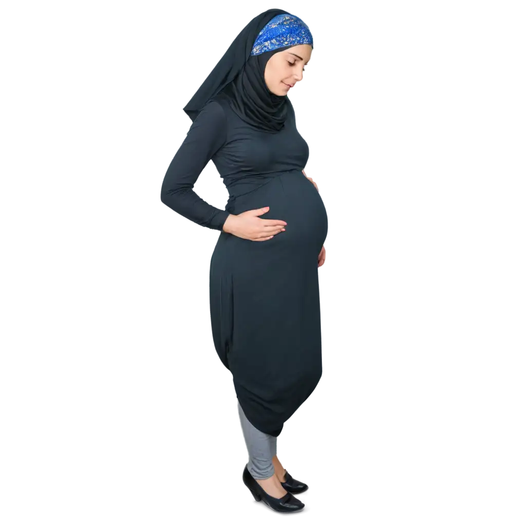 Pregnant-Woman-with-Headscarf-PNG-Image-for-Diverse-Applications