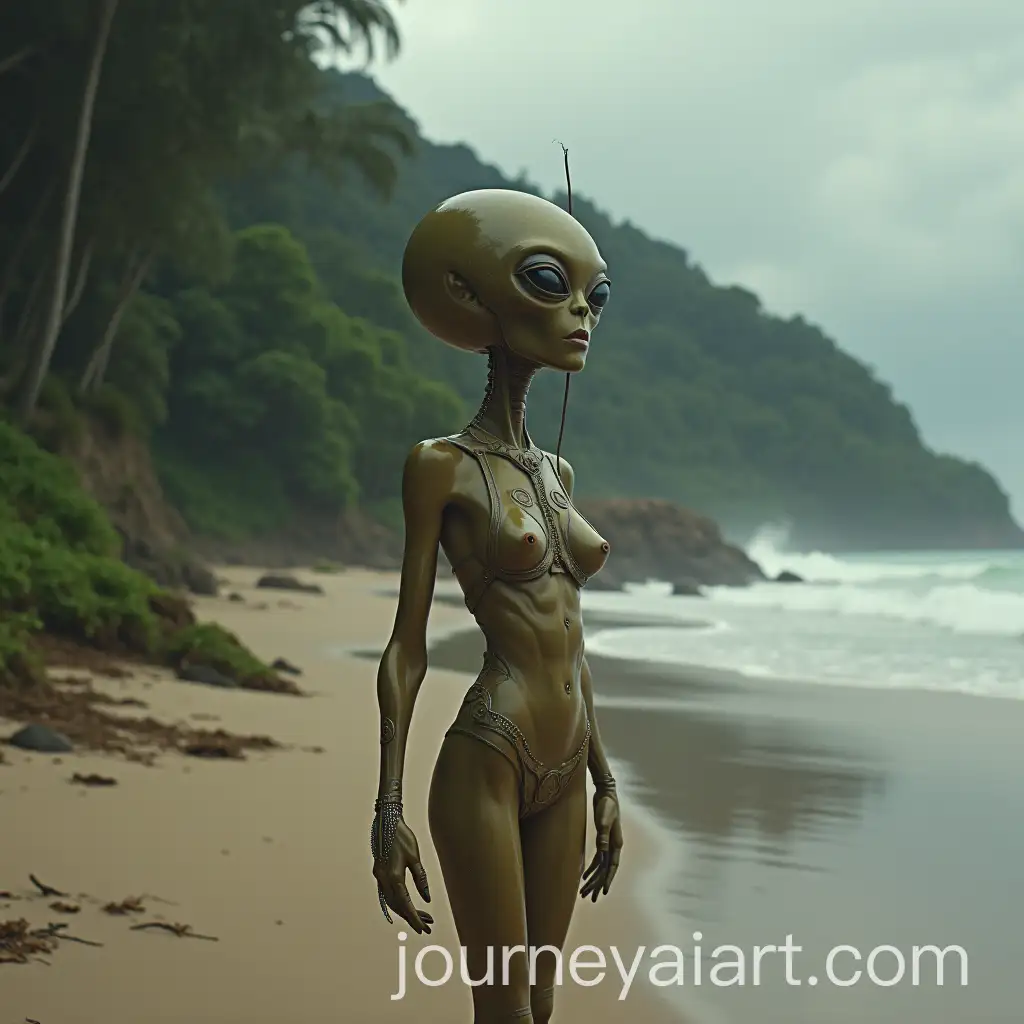 Mystical-Alien-Woman-on-a-Forest-Beach-Shore