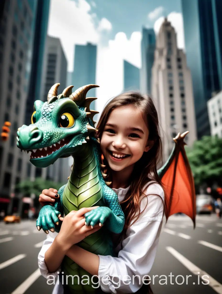 Happy-Girl-with-a-Little-Dragon-in-a-Bustling-Cityscape