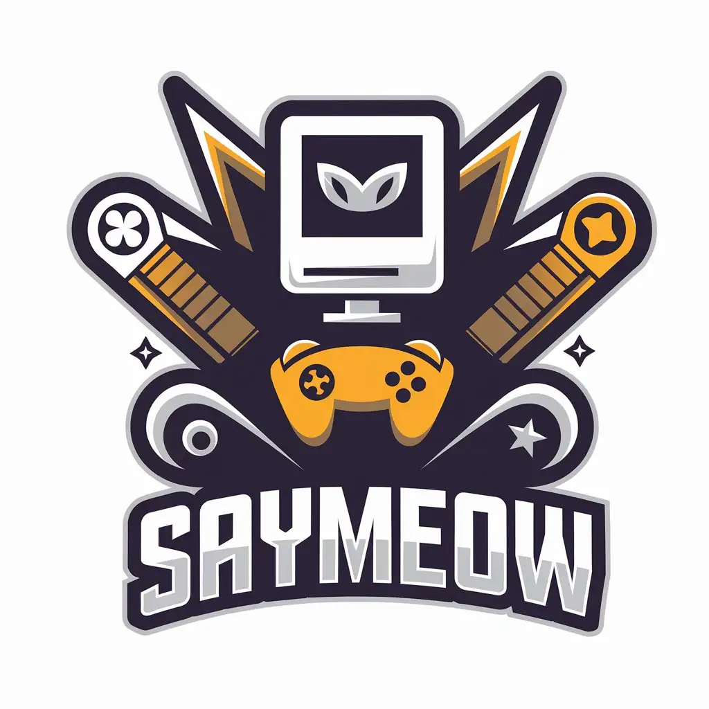 LOGO-Design-For-SAYMEOW-Computer-and-Games-Theme-with-Clear-Background