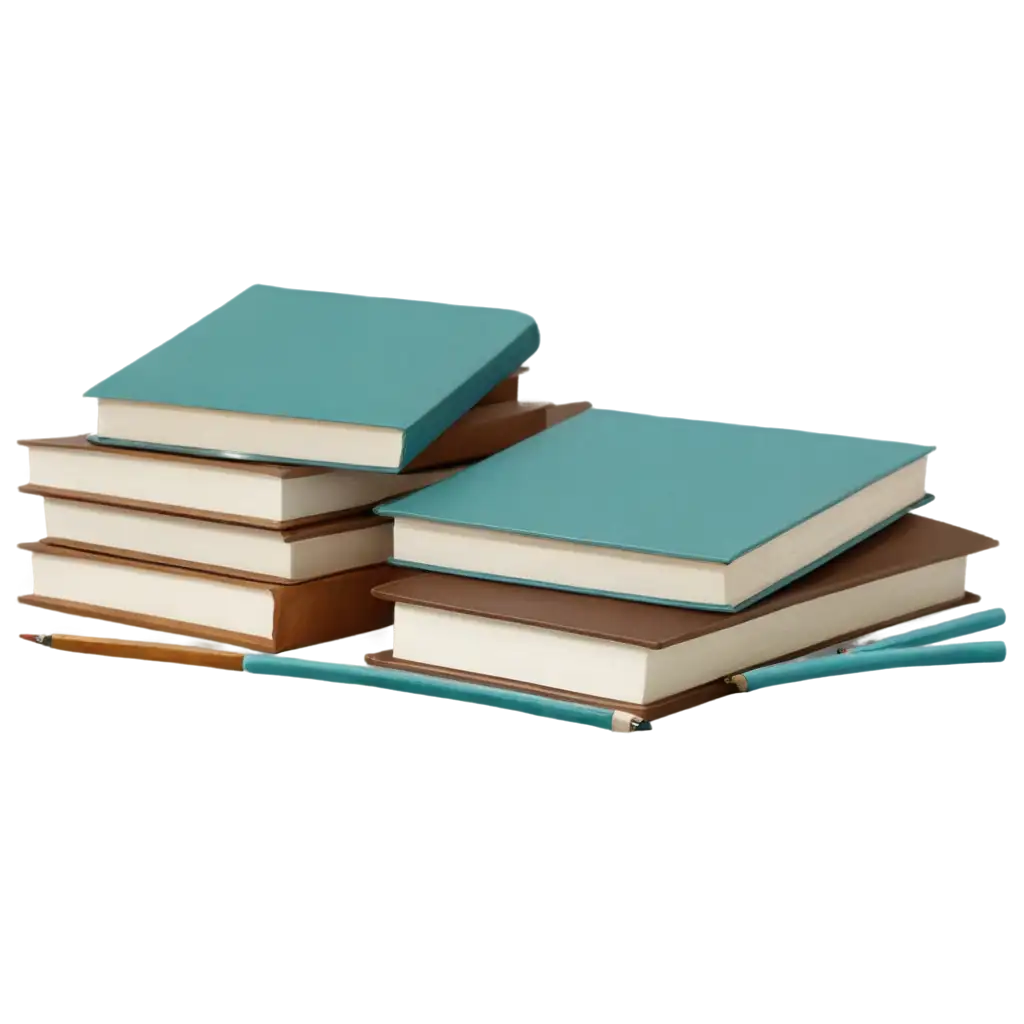 Create an image with a simple and clean background that is fully painted in a solid color, preferably a soft teal or similar shade. The foreground should show a small stack of three to four vintage books in earthy tones with worn pages and intricate patterns on the covers. On top of the books, place a sleek, modern pencil holder containing several vibrant, sharpened colored pencils arranged neatly. Additionally, position a pair of classic round black eyeglasses on top of the books, leaning slightly against the pencil holder. Ensure the lighting is soft and natural to emphasize the texture of the books and the brightness of the pencils, while maintaining a serene and orderly composition.