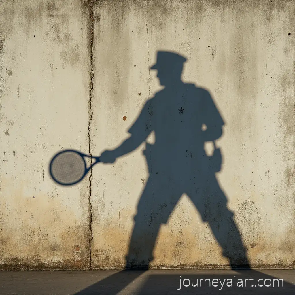 Shadow-of-a-Soldier-Holding-a-Racket-on-Concrete-Texture