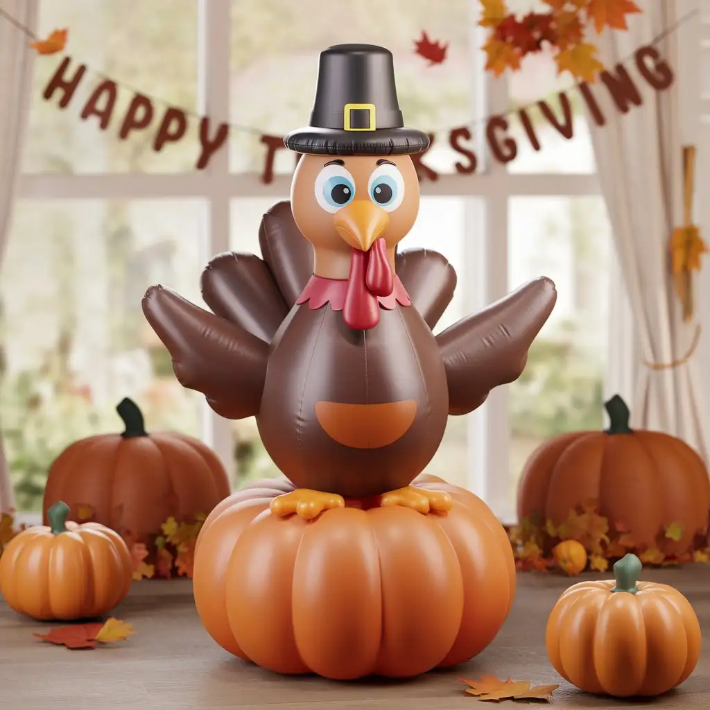 Generate Thanksgiving inflatable toy: Turkey with a hat