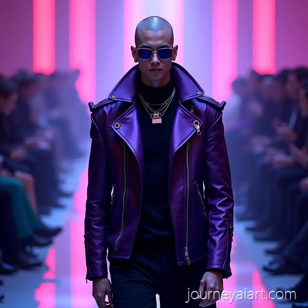 HighFashion-Cyberpunk-ModelAI-Image-Prompt-Expansion-Walking-on-NeonLit-Runway