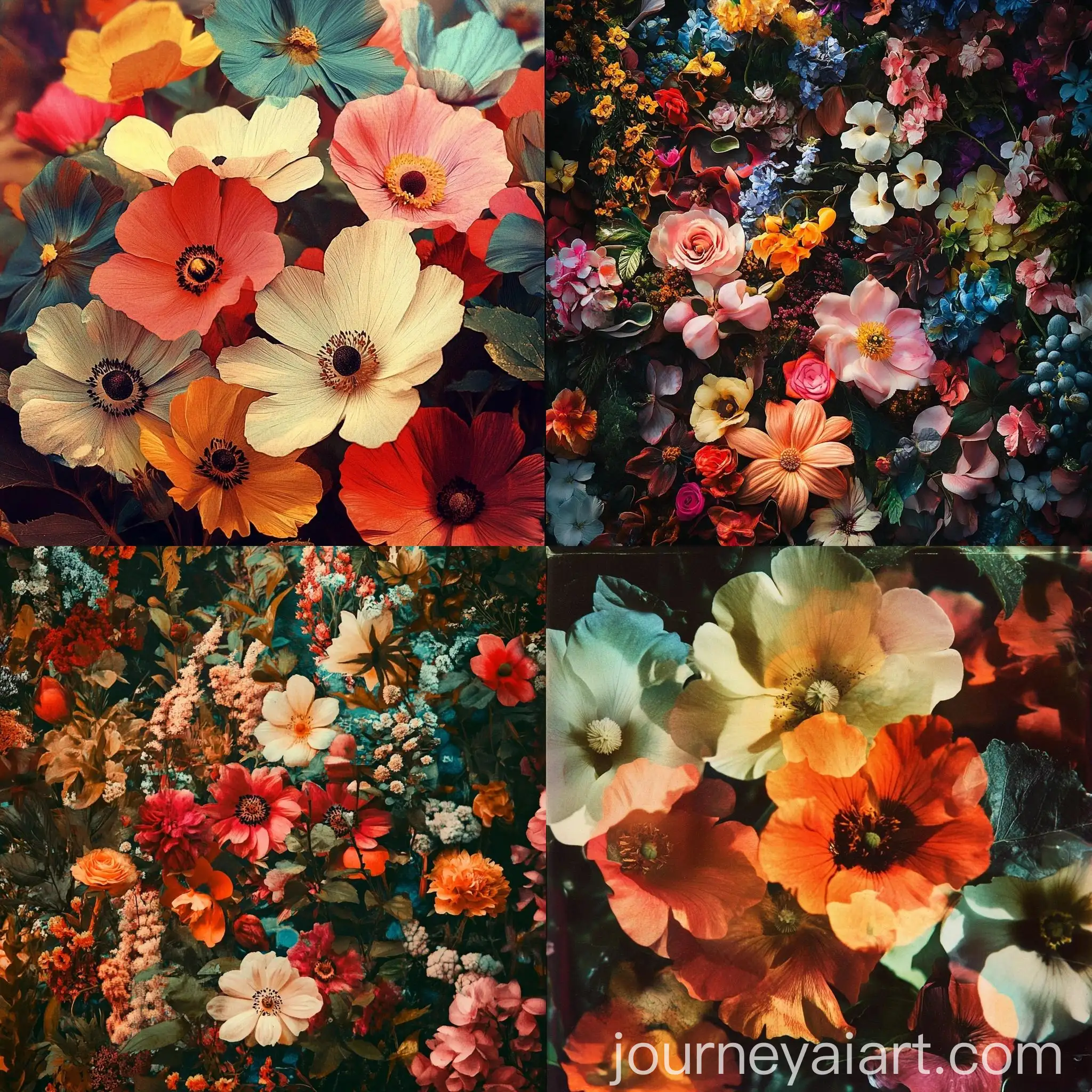 Vintage-Colorful-Flowers-Composition-with-Synchronized-Contrast-of-Colors