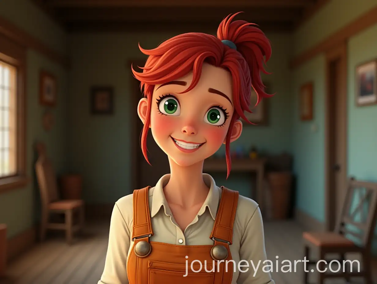 Cheerful-Young-Woman-in-Rustic-Farm-Setting