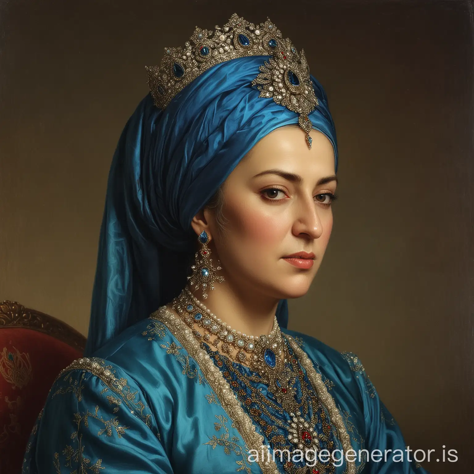 Regal-Mother-of-Sultan-Osman-III-in-Blue-Robes