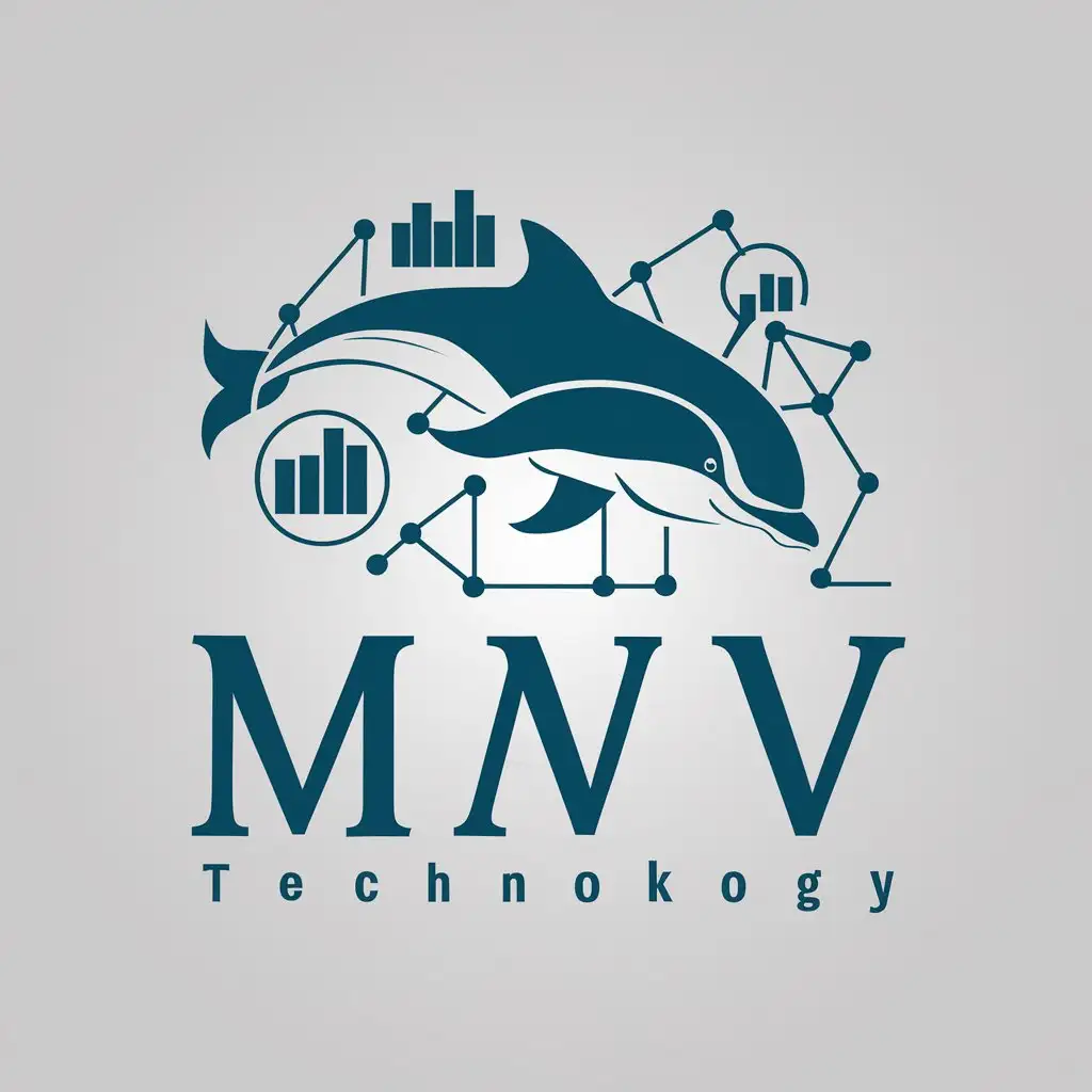 LOGO Design for MV Dolphin Vector Logo with Graphs and Networking