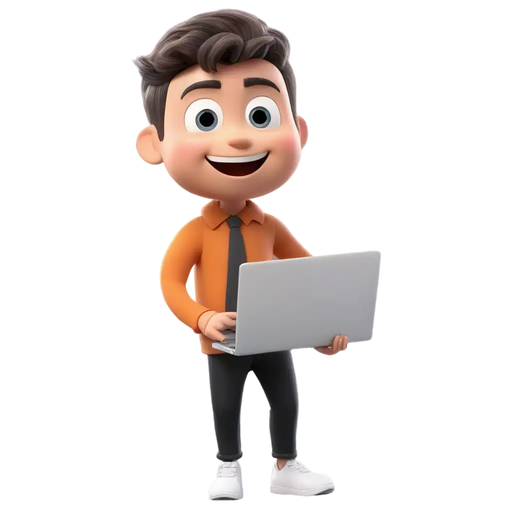 Cute-Tiny-CapsulePNG-Image-Usage-Analysis-Character-PNG-3D-Cartoon-with-Laptop-and-Smiling-Expression