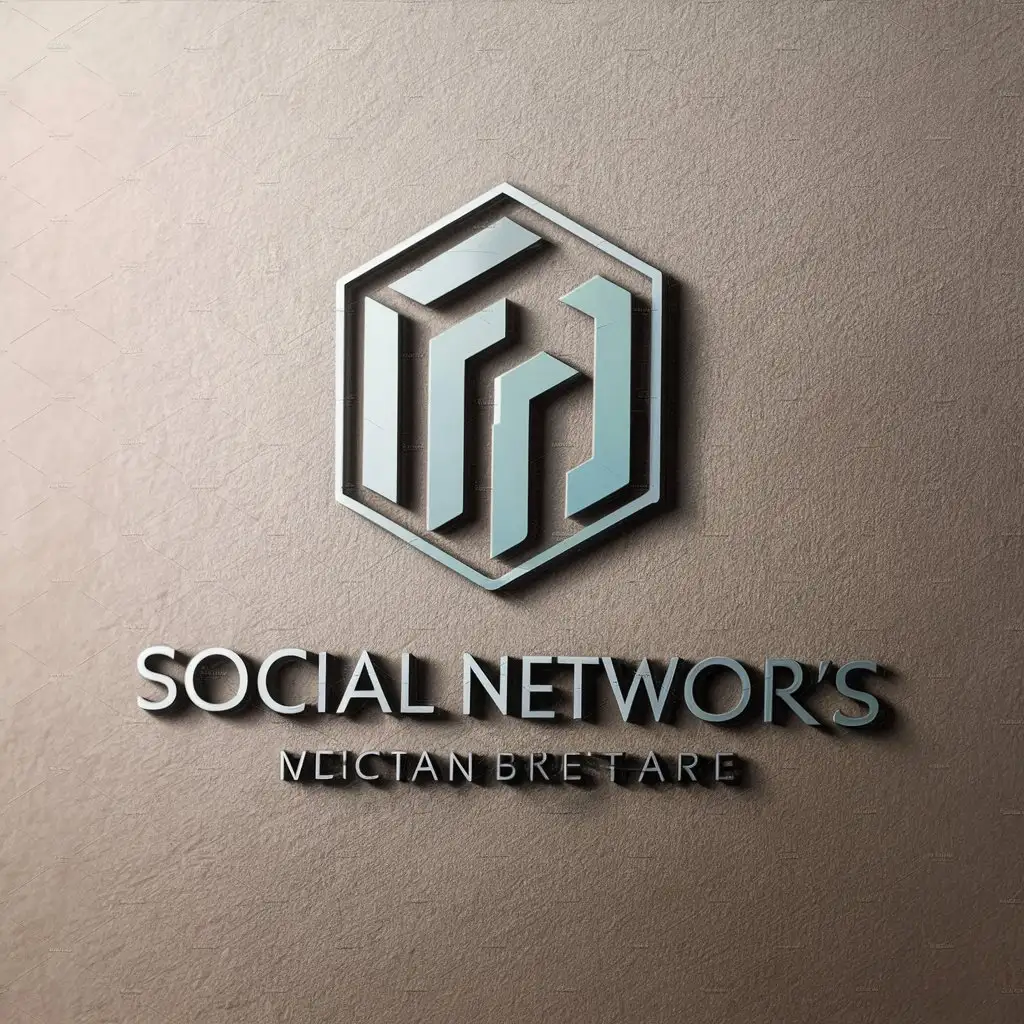 a vector logo design,with the text "social networks", main symbol:3d model, octagon, 3d, model, modern, minimalism, 3d print, designs, moderate,Moderate,be used in Technology industry,clear background