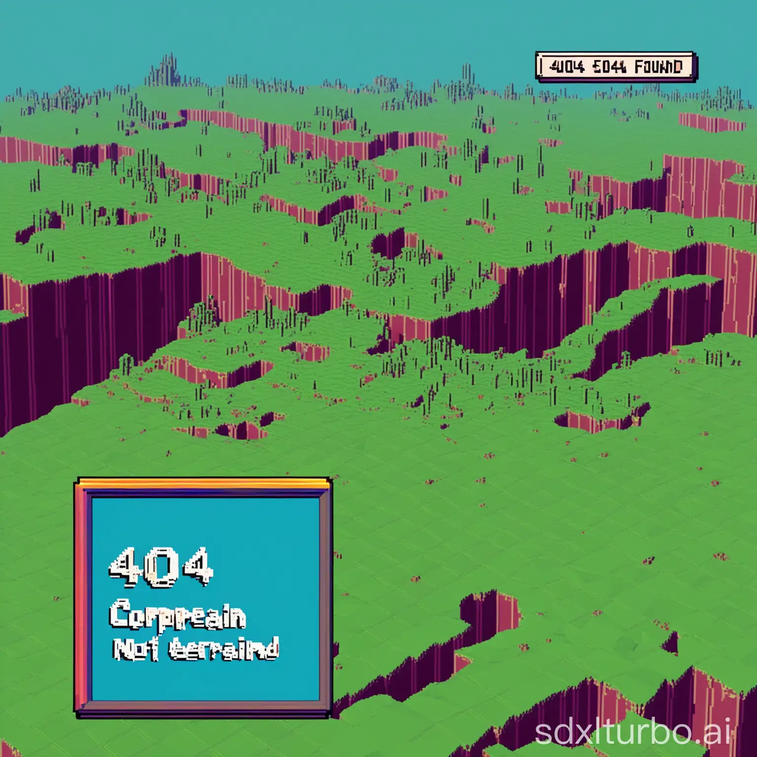 404-Error-Terrain-with-Missing-Land-in-LowPoly-Game-Style