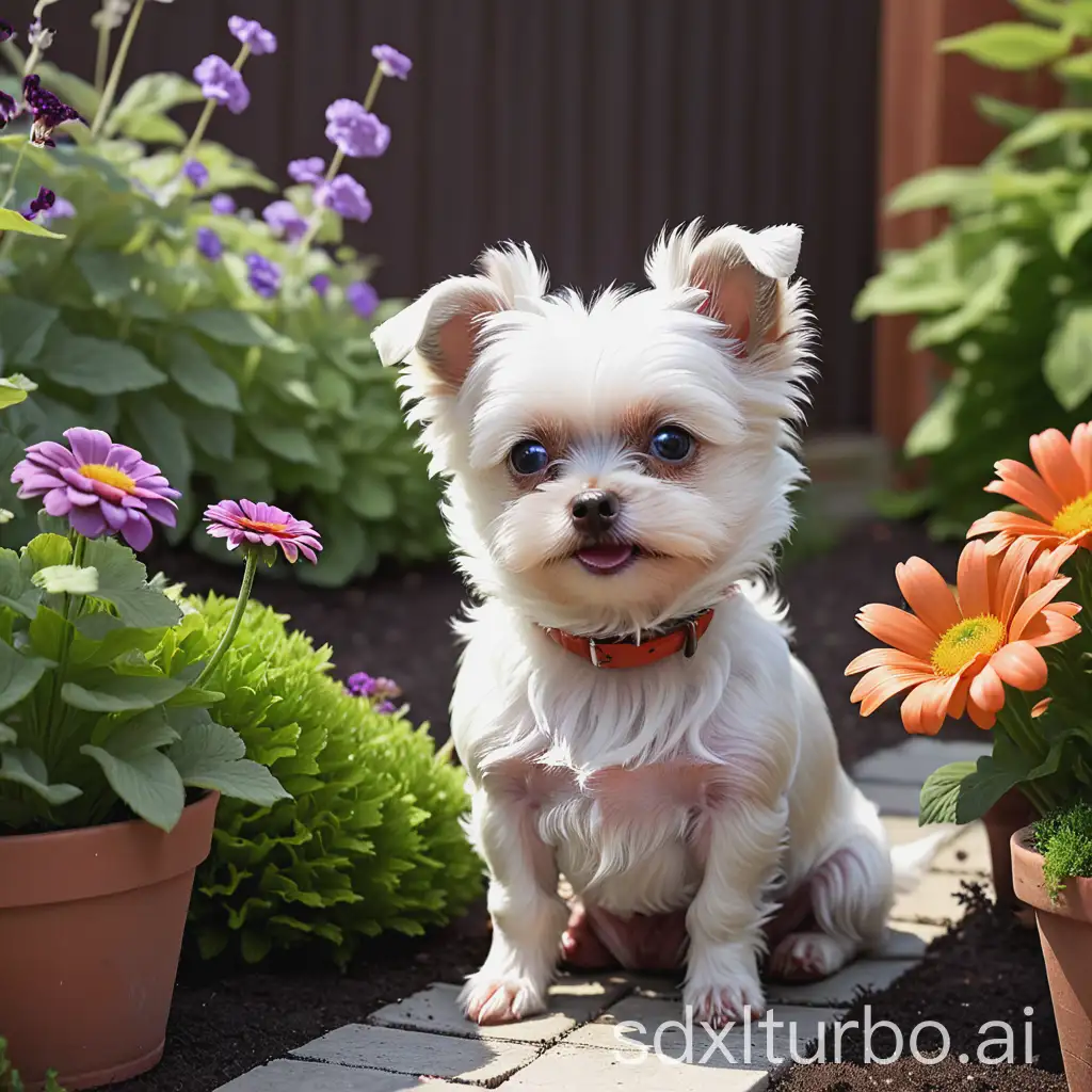 Adorable-Little-Dog-in-a-Vibrant-Garden