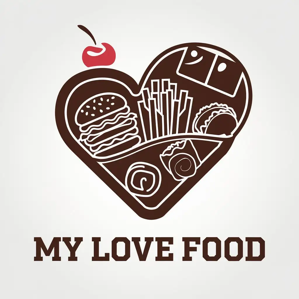 LOGO Design for My Love Food Vector Logo with Clear Background and Heart Symbol