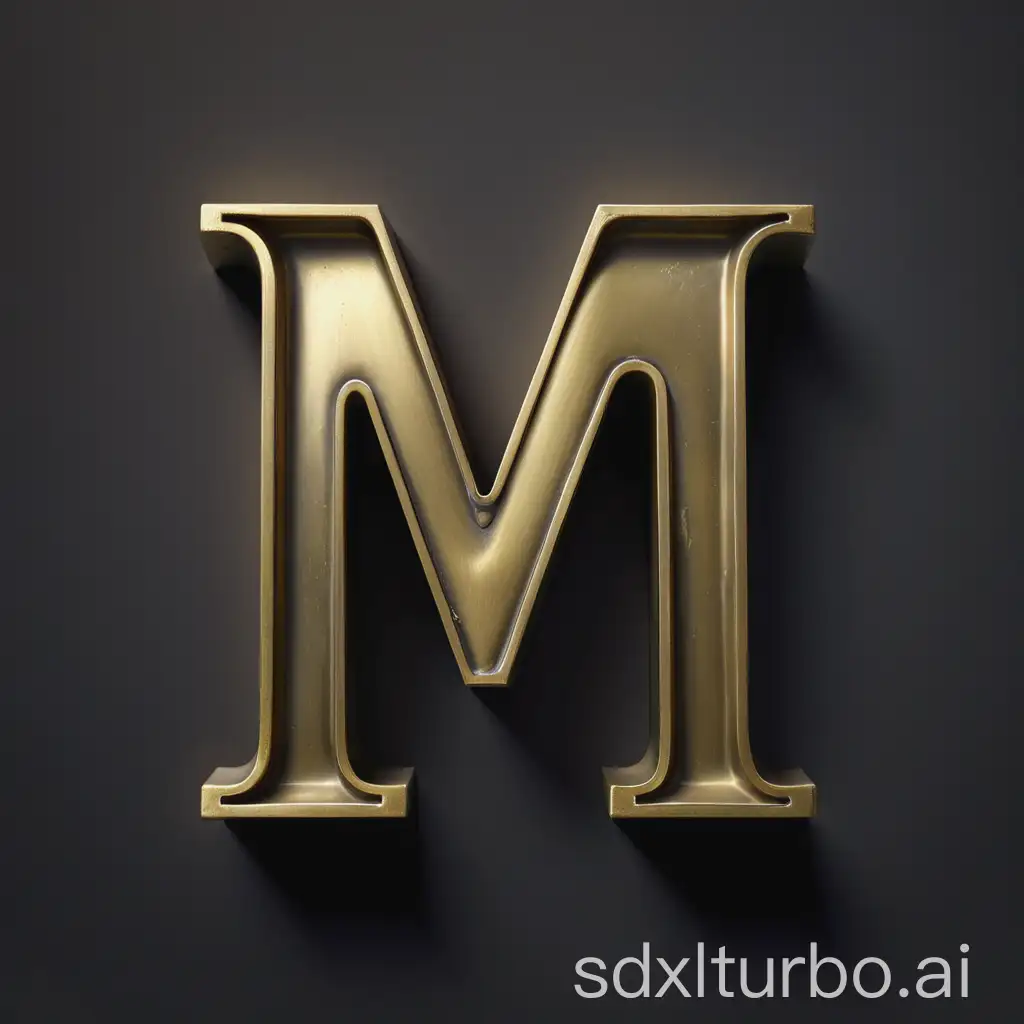 The letter M made of brass