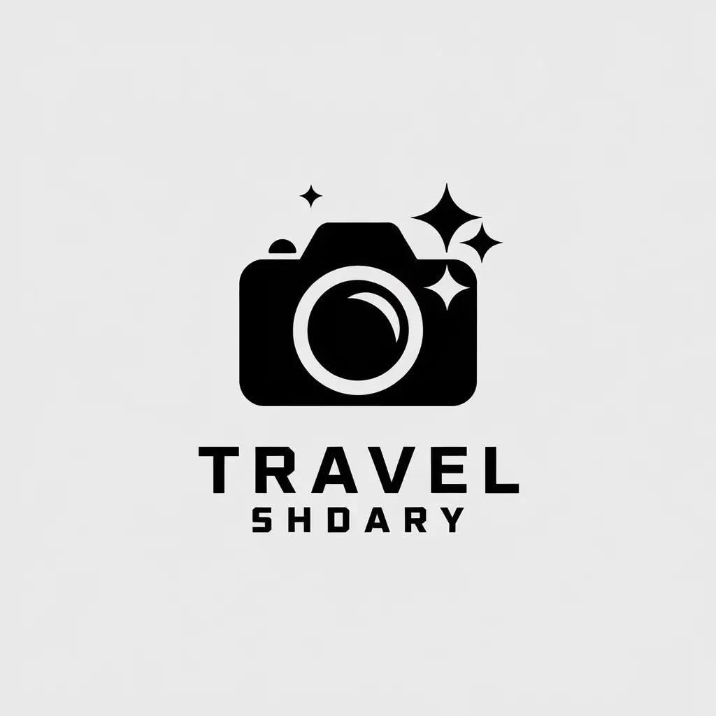 a vector logo design,with the text "P", main symbol:camera, stars,Minimalistic,be used in Travel industry,clear background