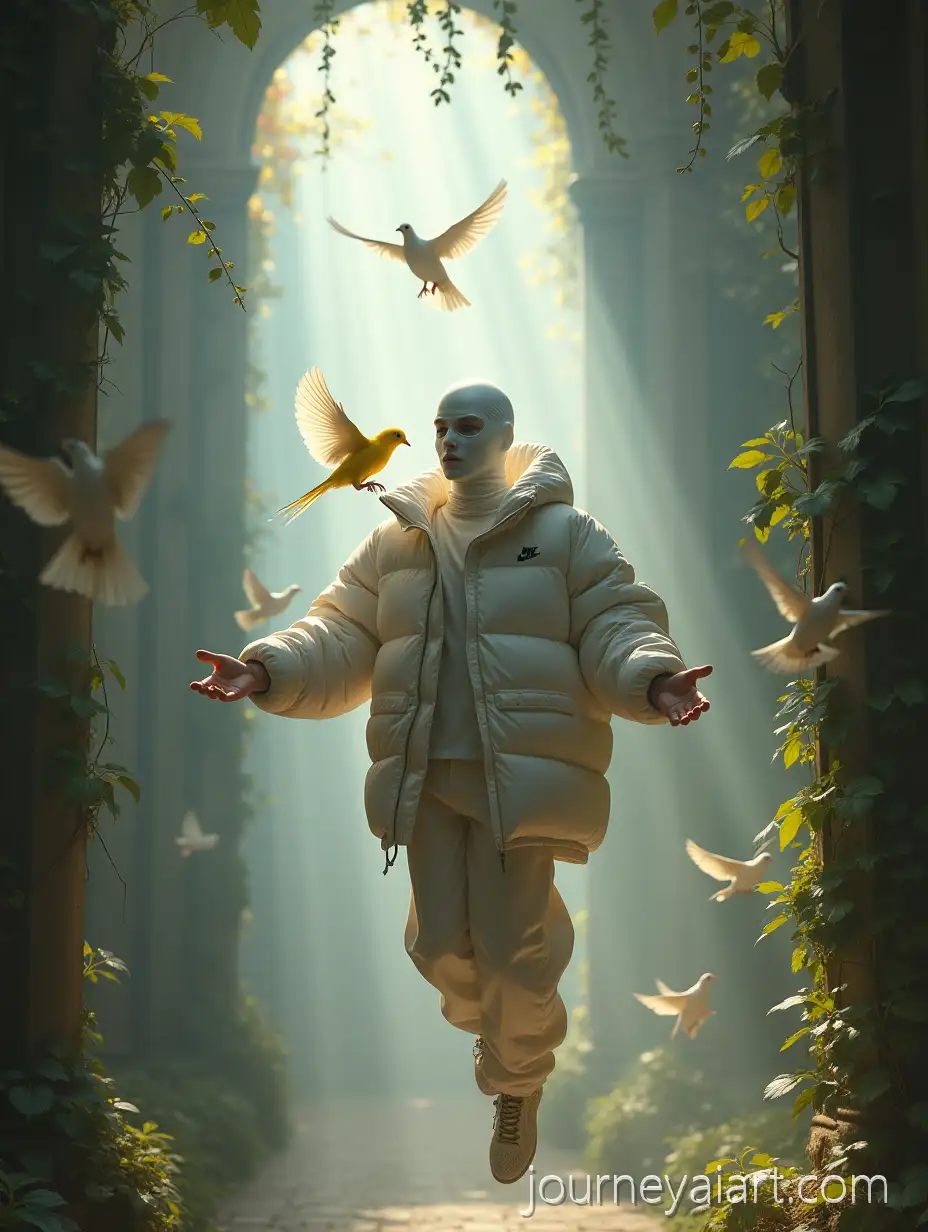 Hyperrealistic-Baroque-Portrait-of-a-Beautiful-Man-in-Weightless-Surreal-Environment-with-Futuristic-Streetwear