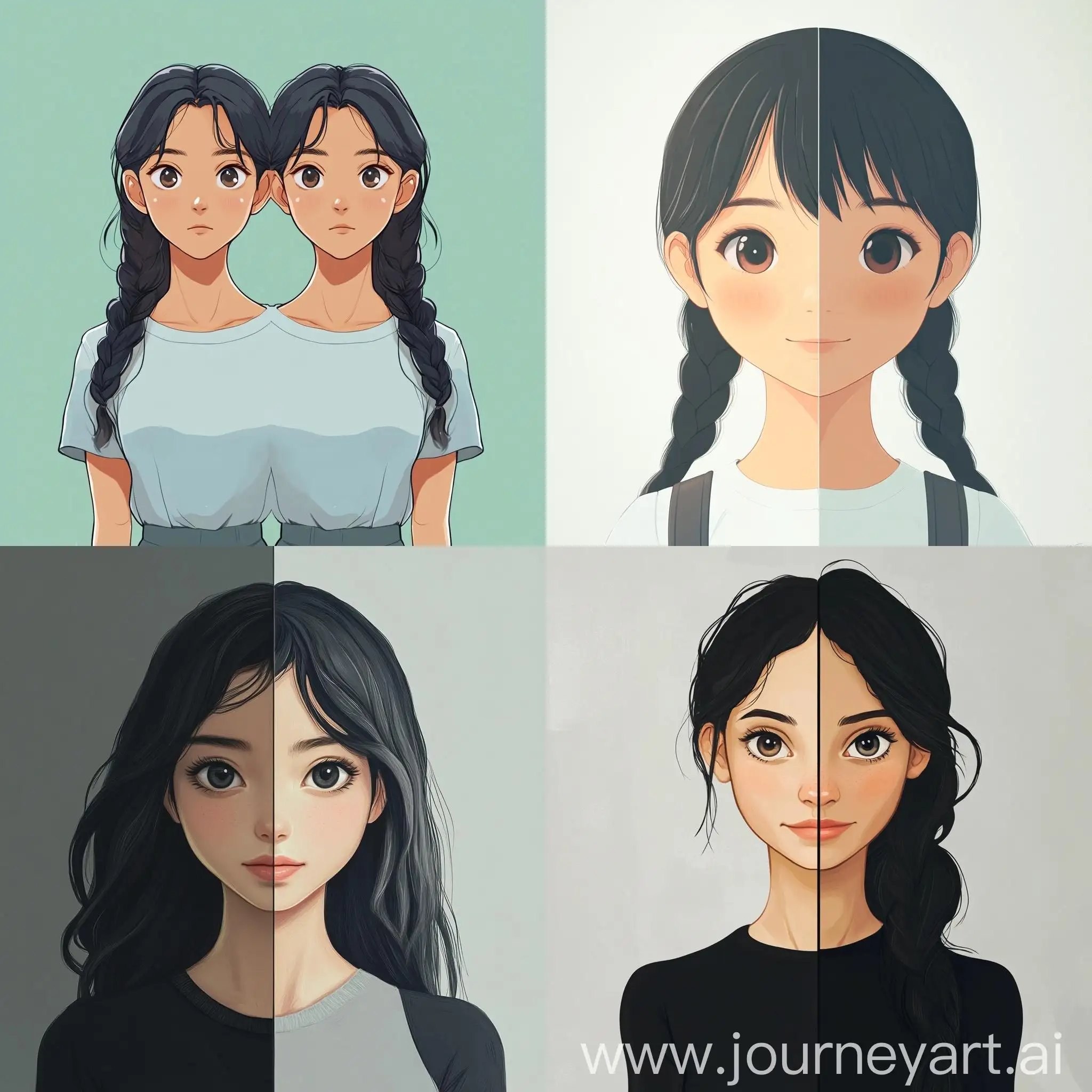 Symmetrical-Girl-HalfBody-Portrait-in-2D-Art-Style