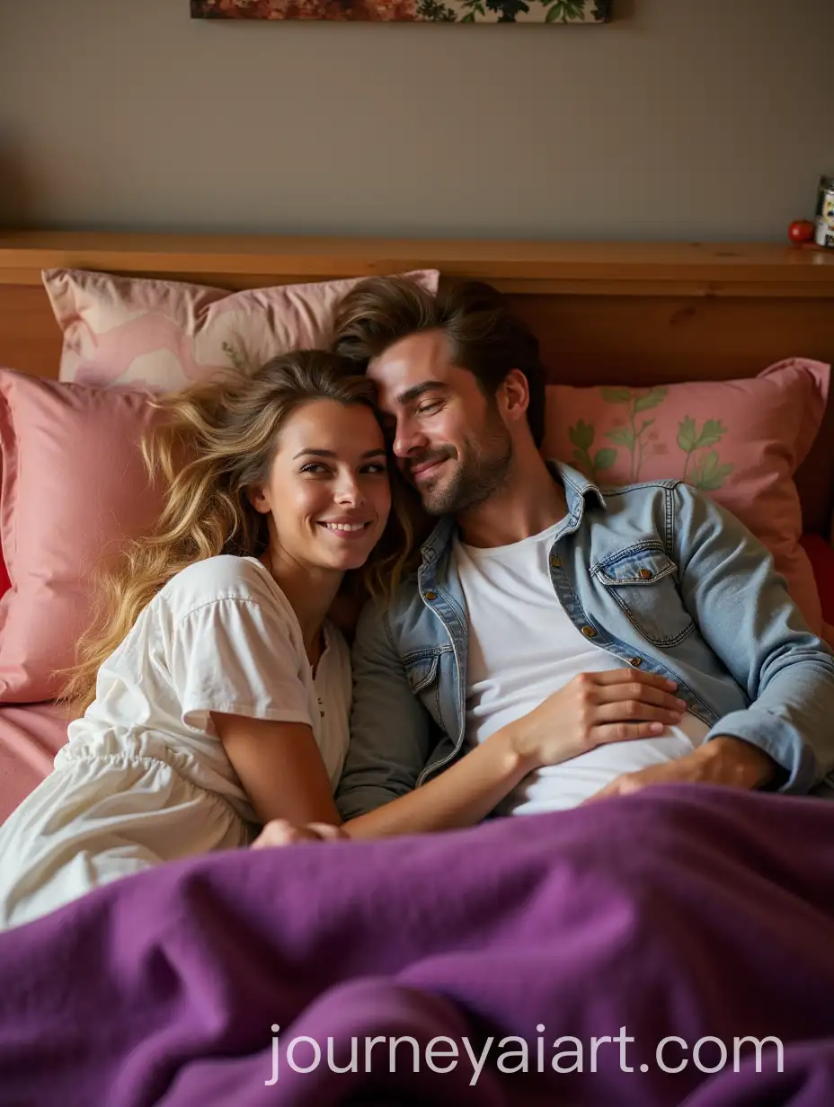 Decorated-Bedroom-with-Couple-Relaxing-on-Bed