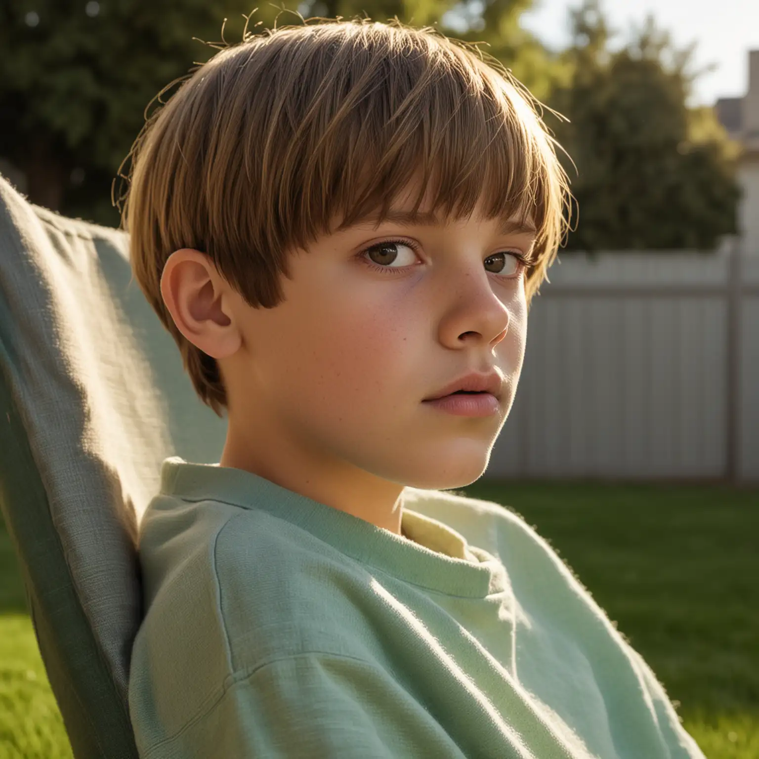 Portrait of ElevenYearOld Boy Sitting in Lawn Chair