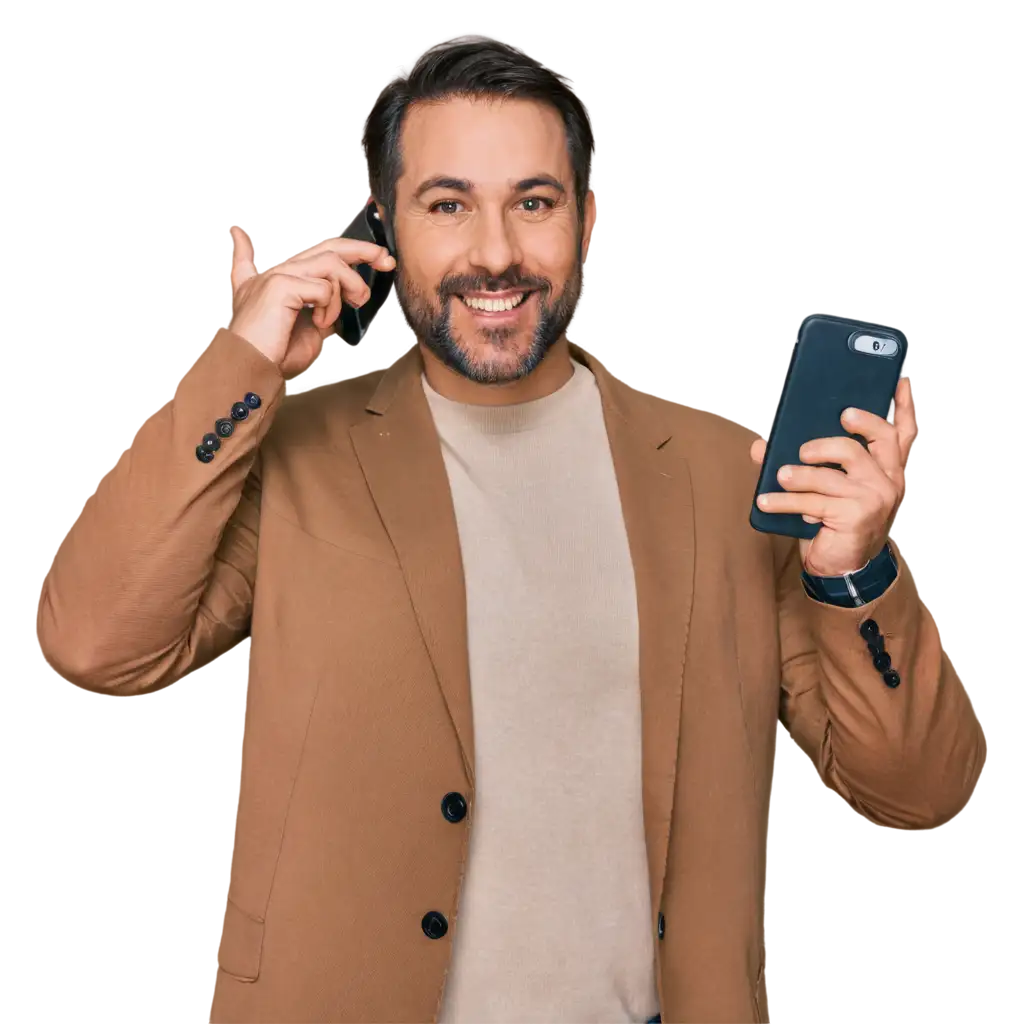 Man-with-Phone-in-Smiling-Mood-HighQuality-PNG-Image-for-Versatile-Use