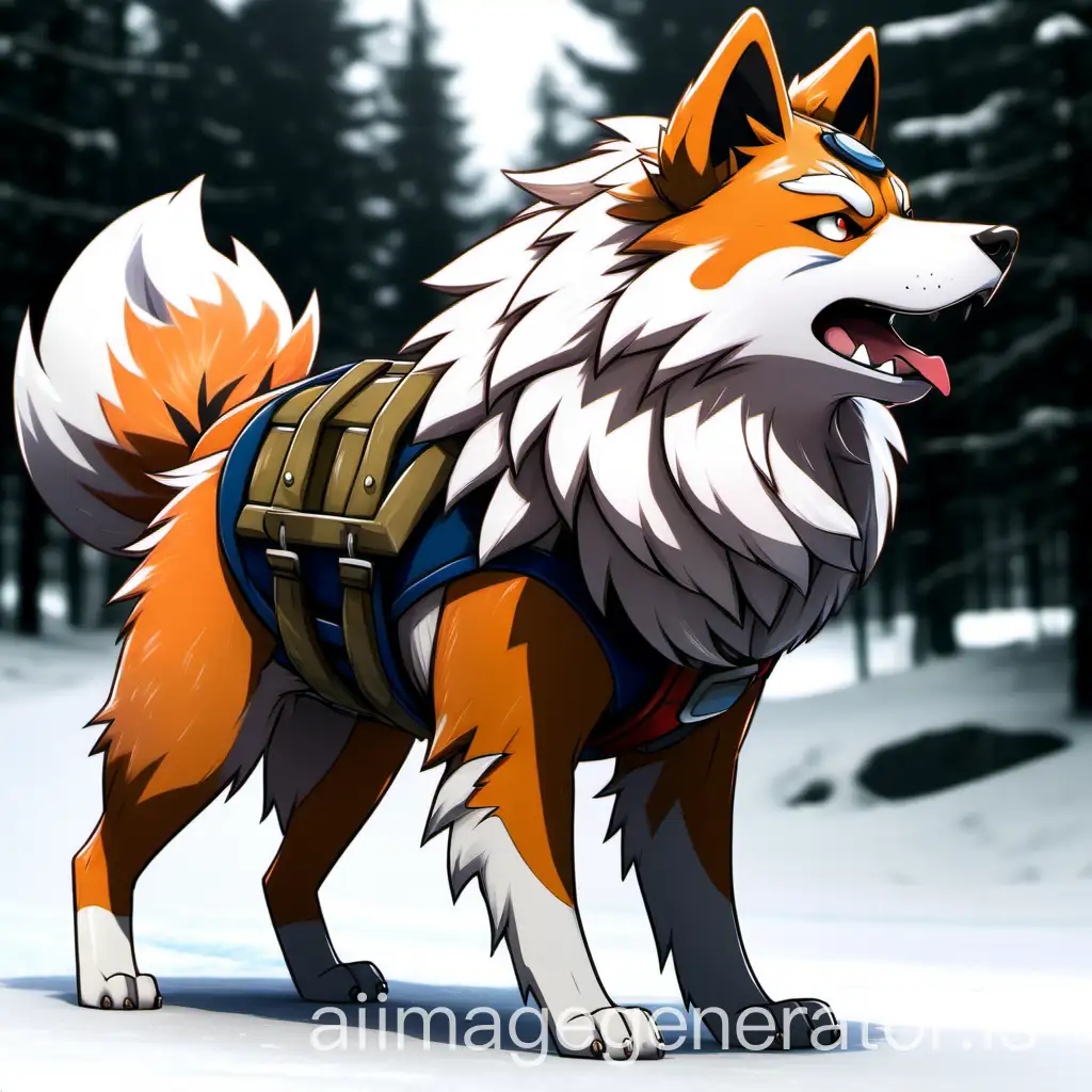 Sled-Dog-Inspired-by-Pokemon-Arcanine-in-Snowy-Landscape